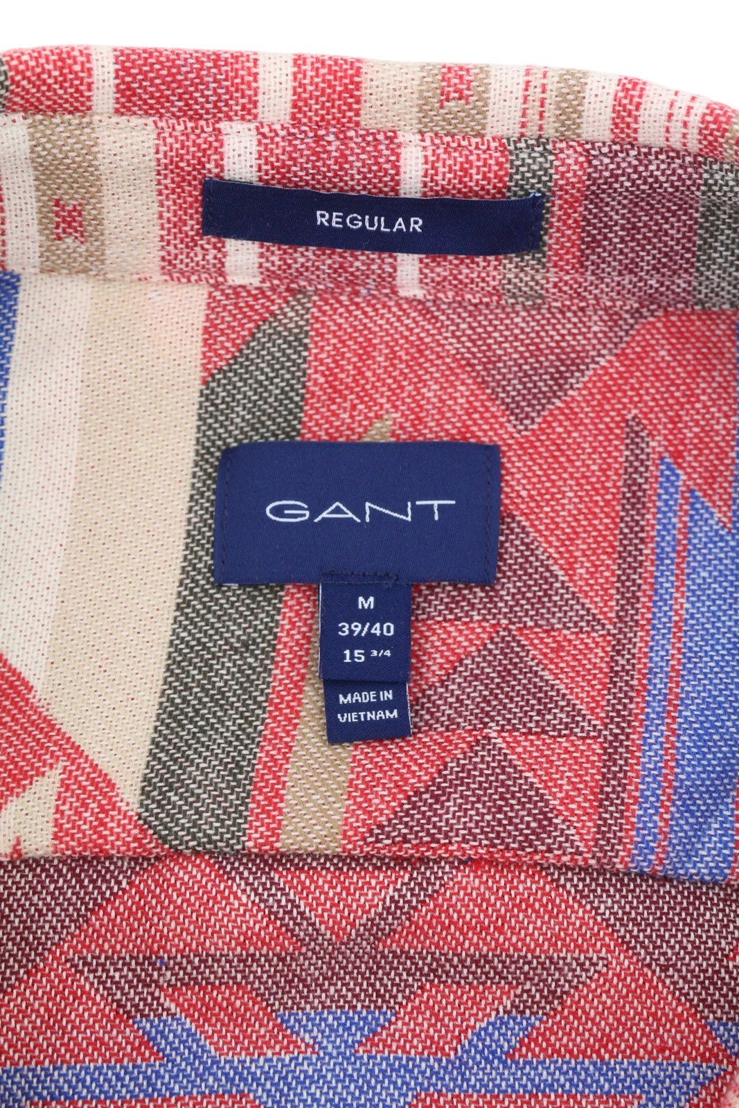 GANT Reg Geometric Jacquard Town Men Shirt M Equestrian Red Spread Casual