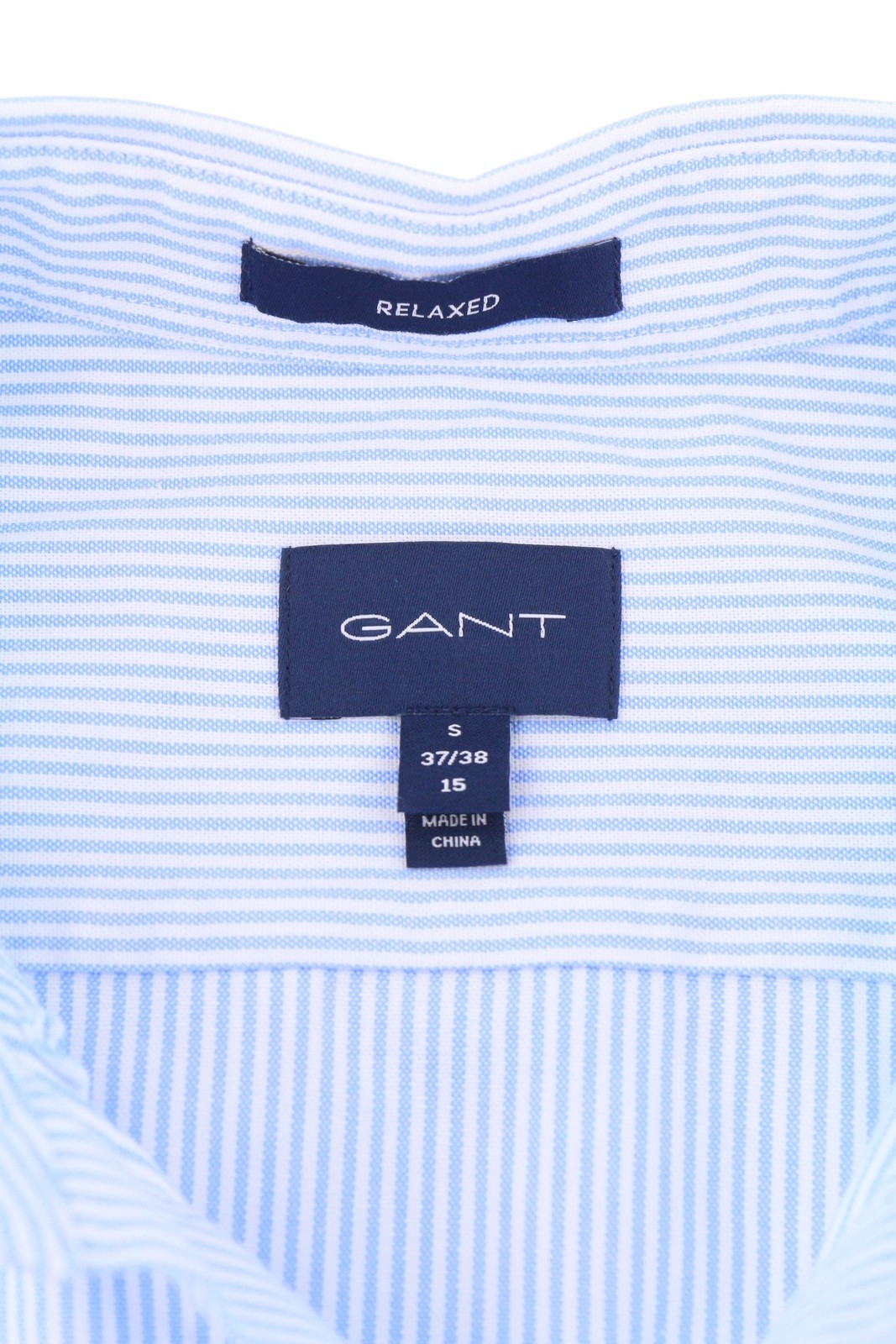 GANT Rel Emb Crest Oxford Men Shirt S Capri Blue Striped Relaxed Fit