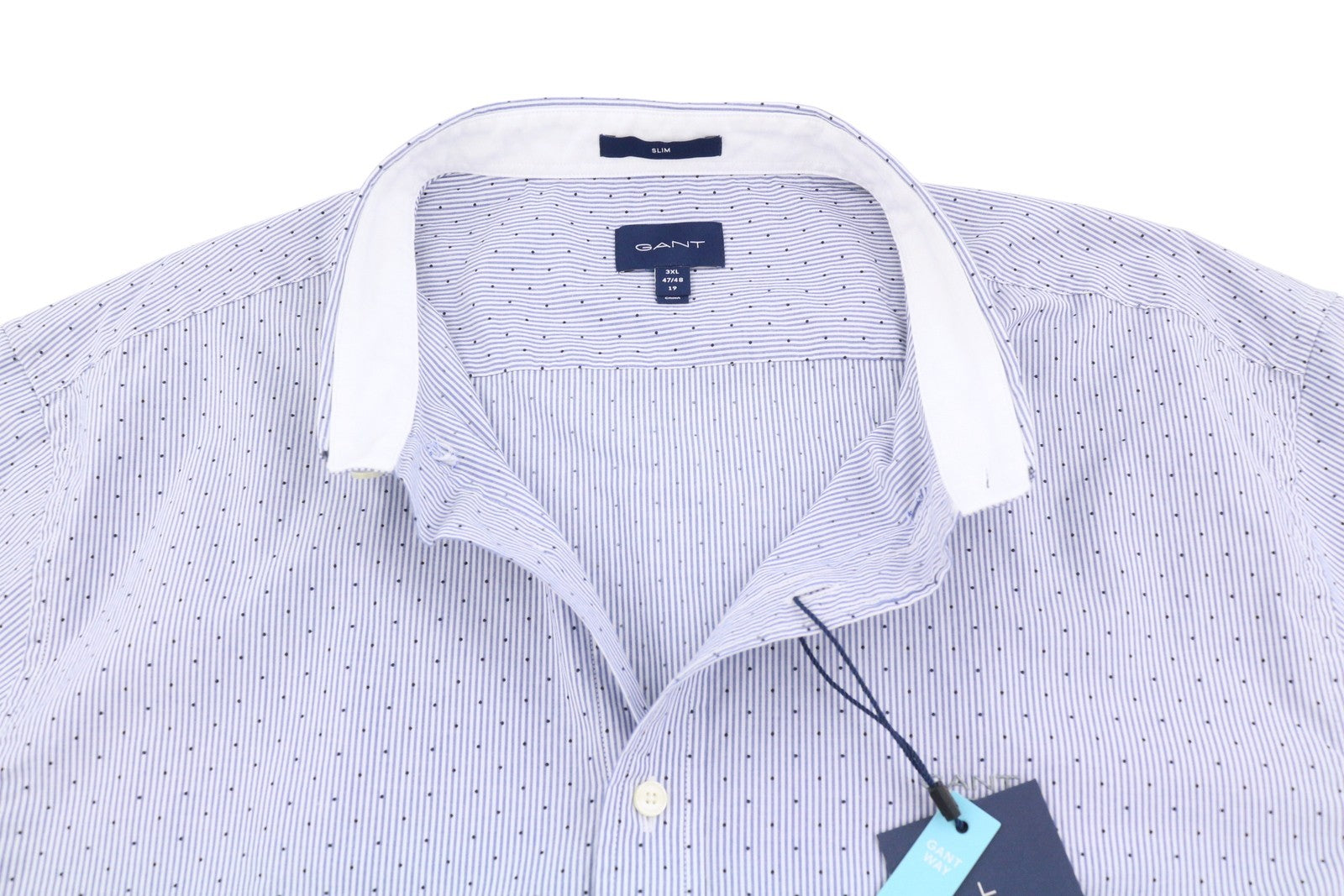GANT Slim Banker Bot Men Shirt 3XL College Blue Button-Down Logo Casual