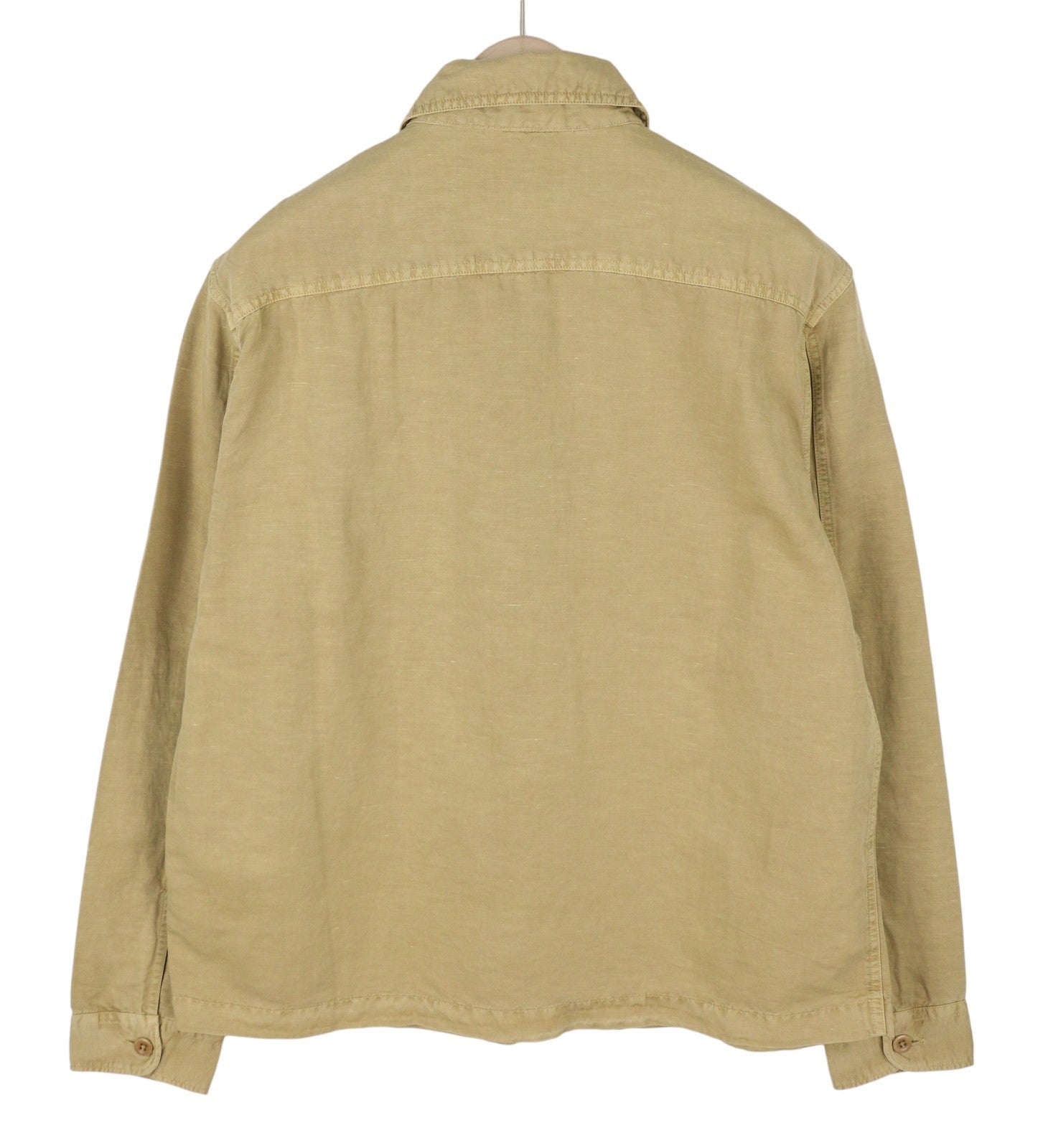 GANT GMNT Dyed Overshirt Men Jacket L Beige Linen Blend Button Light RRP170