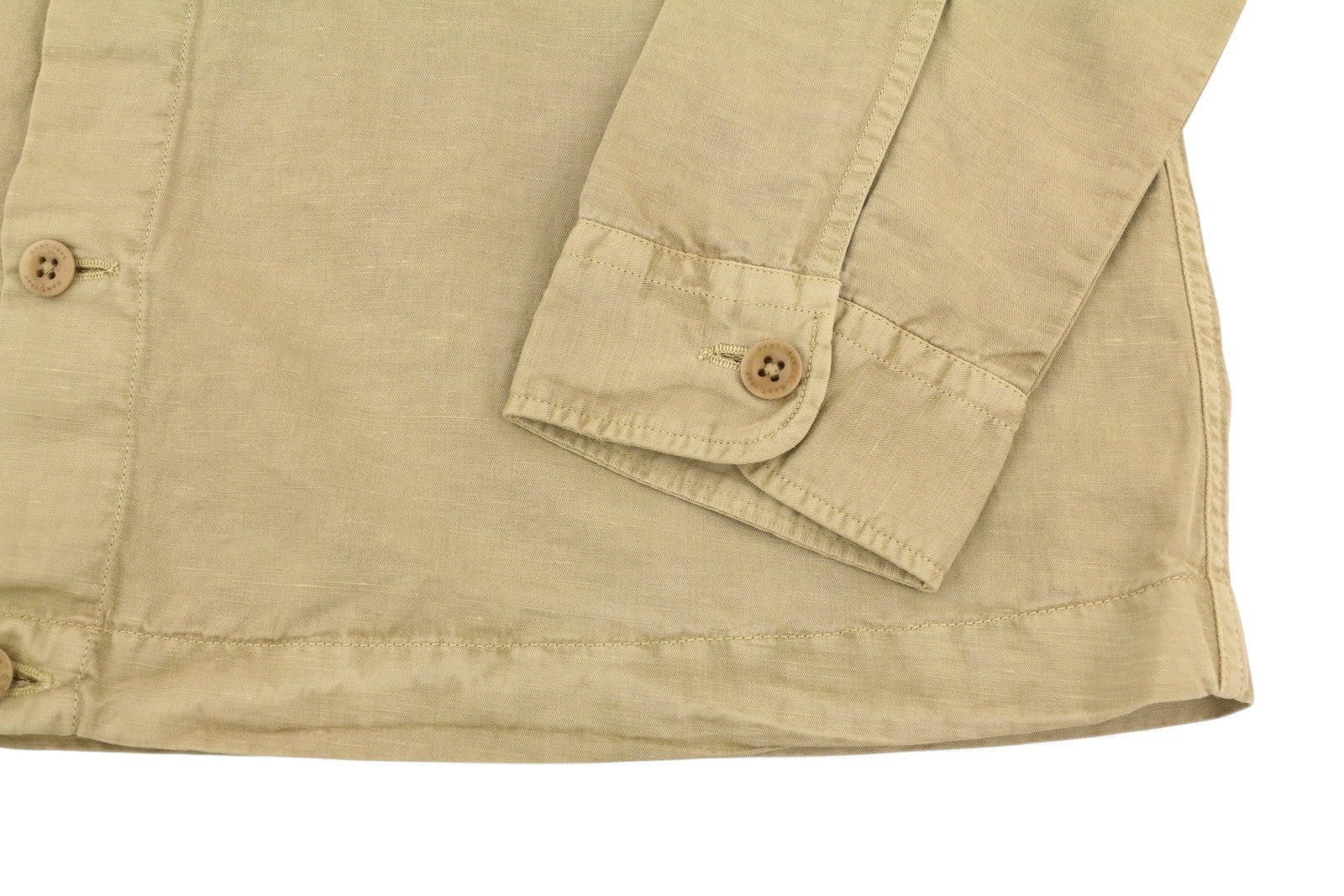 GANT GMNT Dyed Overshirt Men Jacket L Beige Linen Blend Button Light RRP170