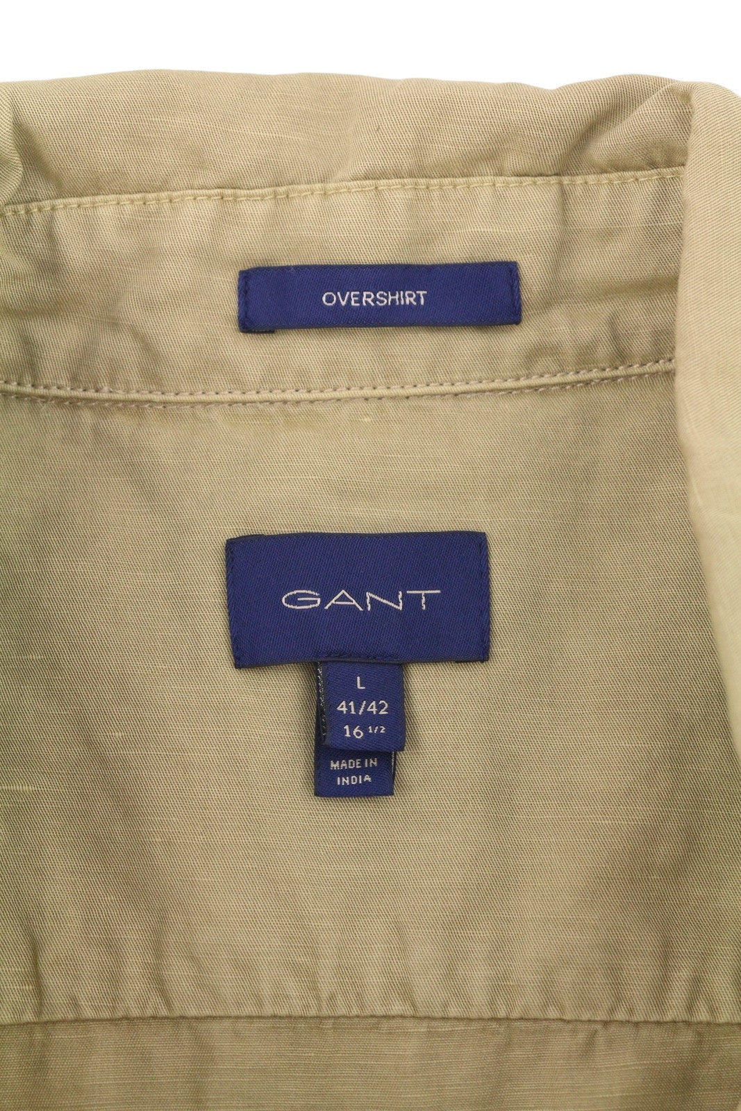 GANT GMNT Dyed Overshirt Men Jacket L Beige Linen Blend Button Light RRP170