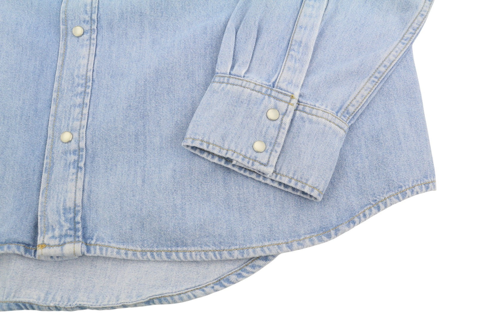 GANT Rel Denim Western Town Men Shirt XL Light Blue Snap Buttons Casual