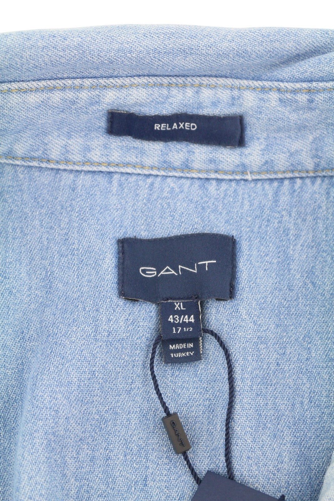GANT Rel Denim Western Town Men Shirt XL Light Blue Snap Buttons Casual