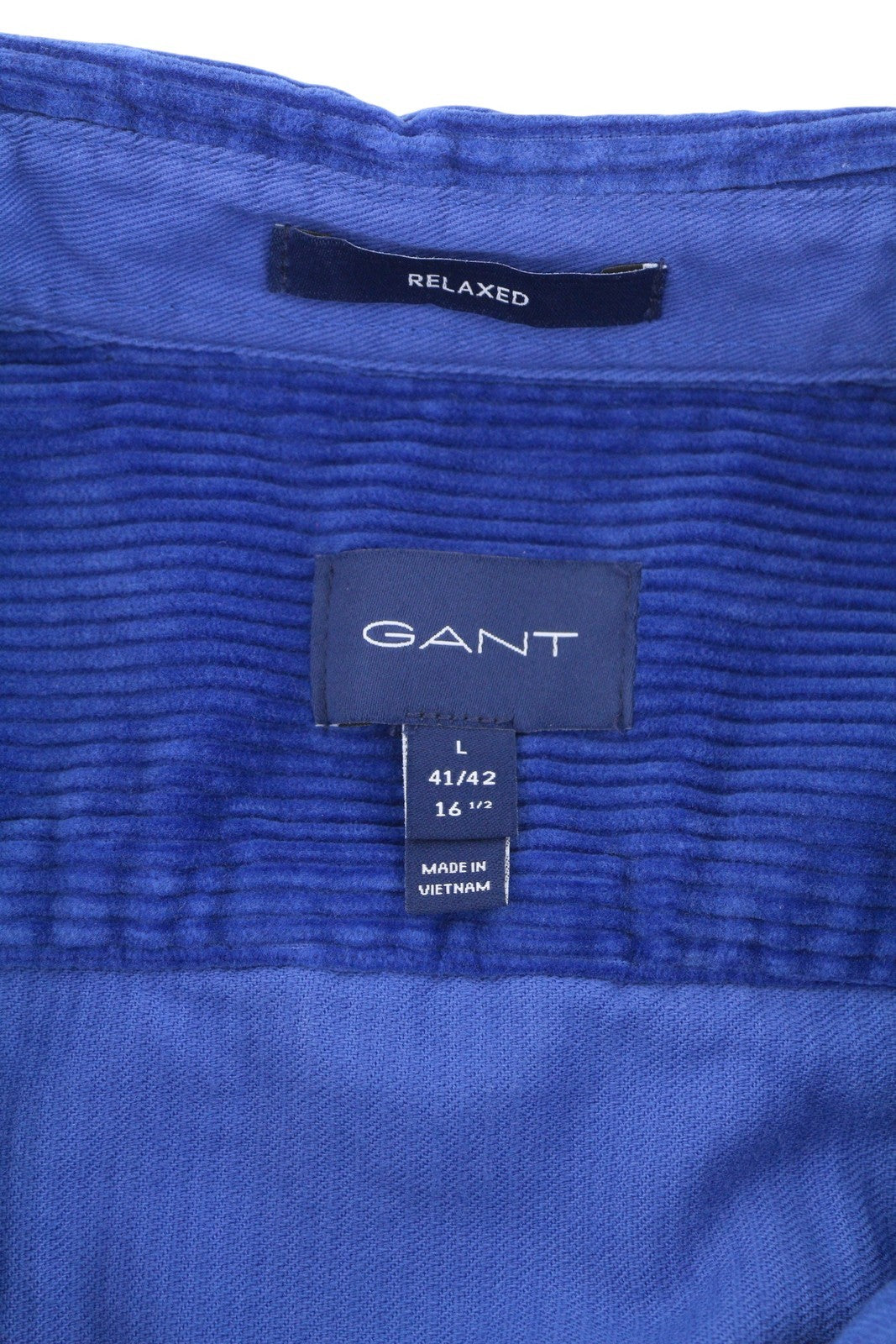 GANT Rel Chunky Corduroy Town Men Shirt L College Blue Pocket Relaxed