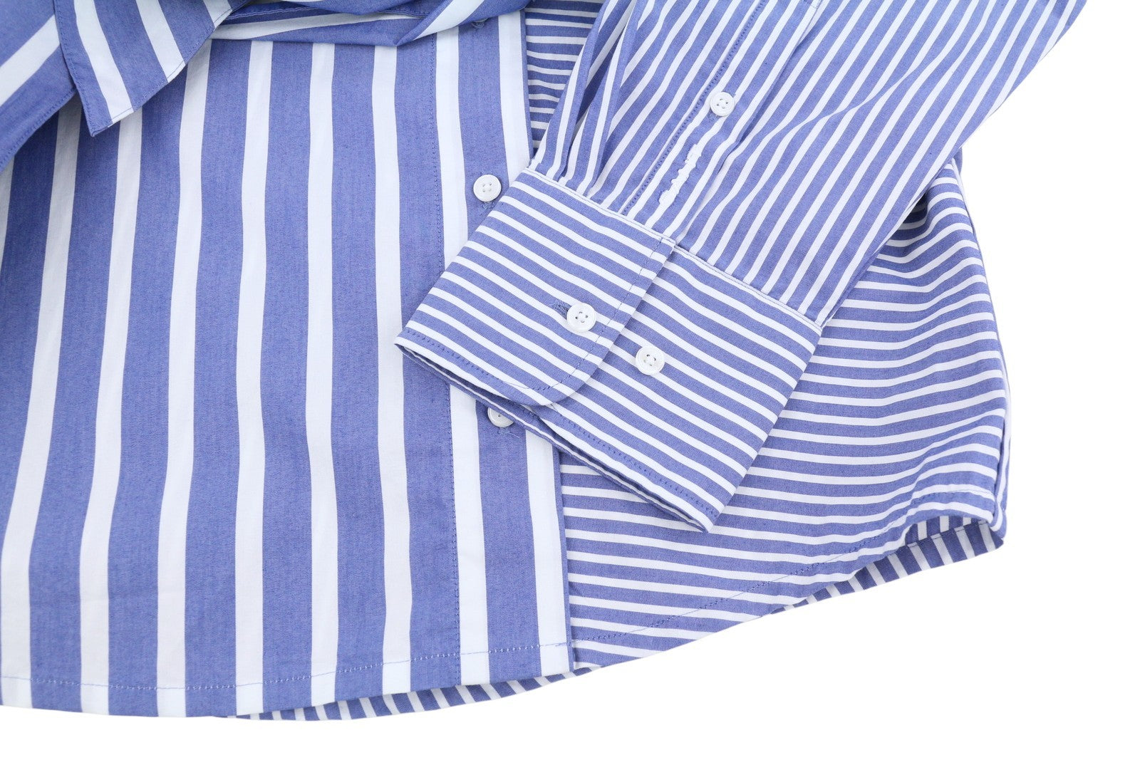 GANT Tech Prep Mix Stripe Women Shirt EU40 College Blue Belted Button Neck