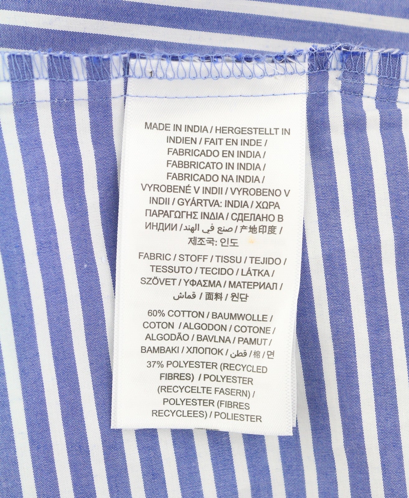 GANT Tech Prep Mix Stripe Women Shirt EU40 College Blue Belted Button Neck