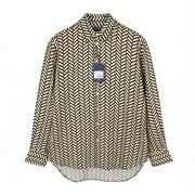 GANT Relaxed Geometric Women Shirt EU38 Rich Brown Oversized Loose Fit