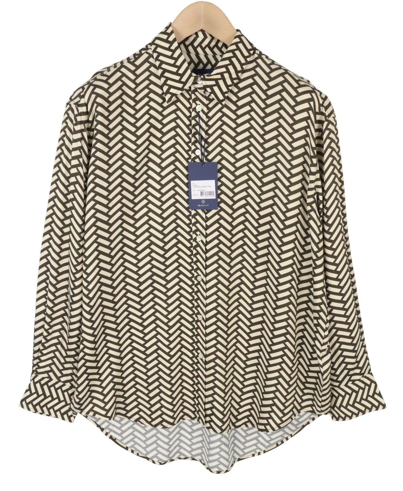 GANT Relaxed Geometric Women Shirt EU38 Rich Brown Oversized Loose Fit