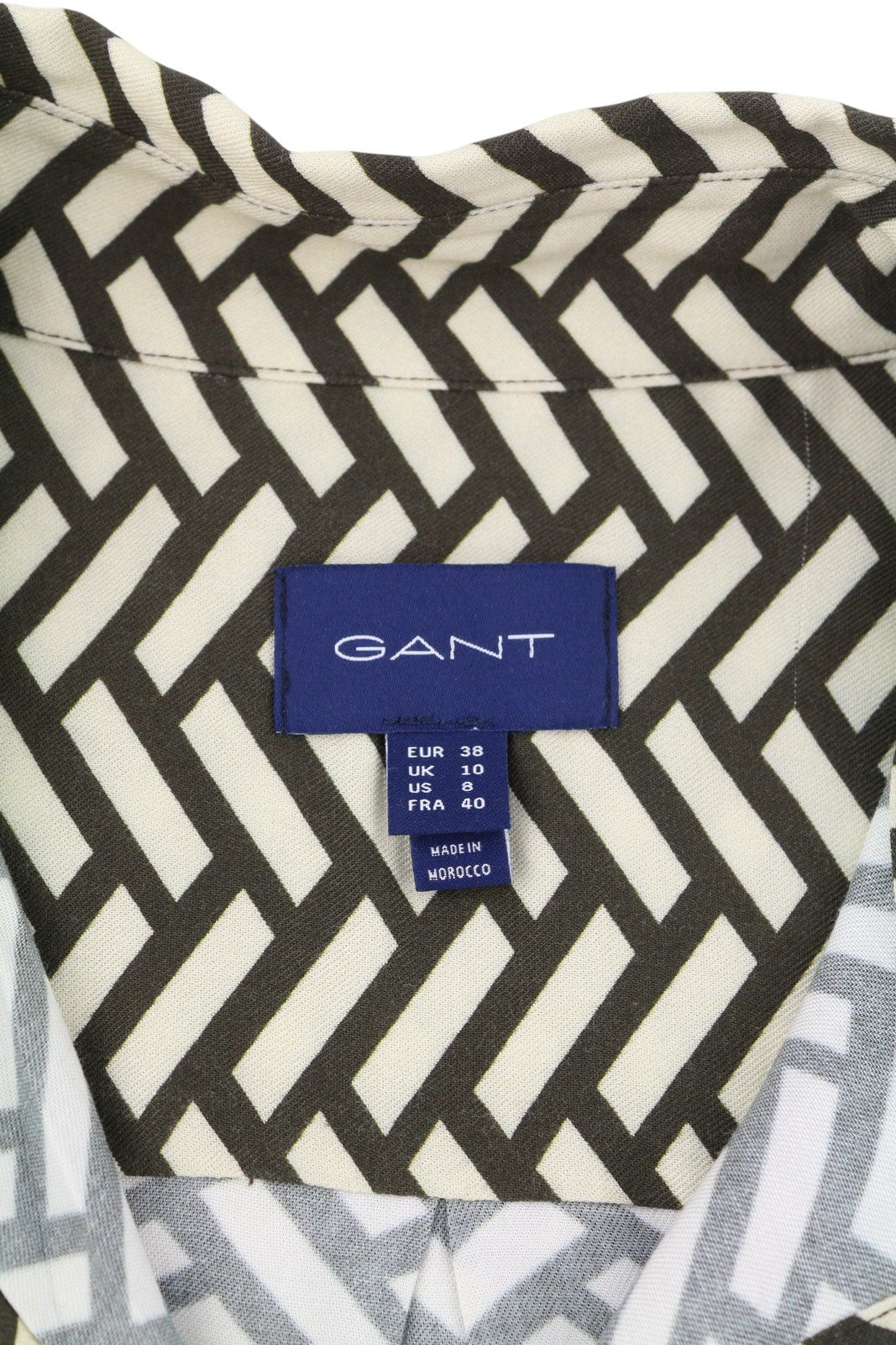 GANT Relaxed Geometric Women Shirt EU38 Rich Brown Oversized Loose Fit