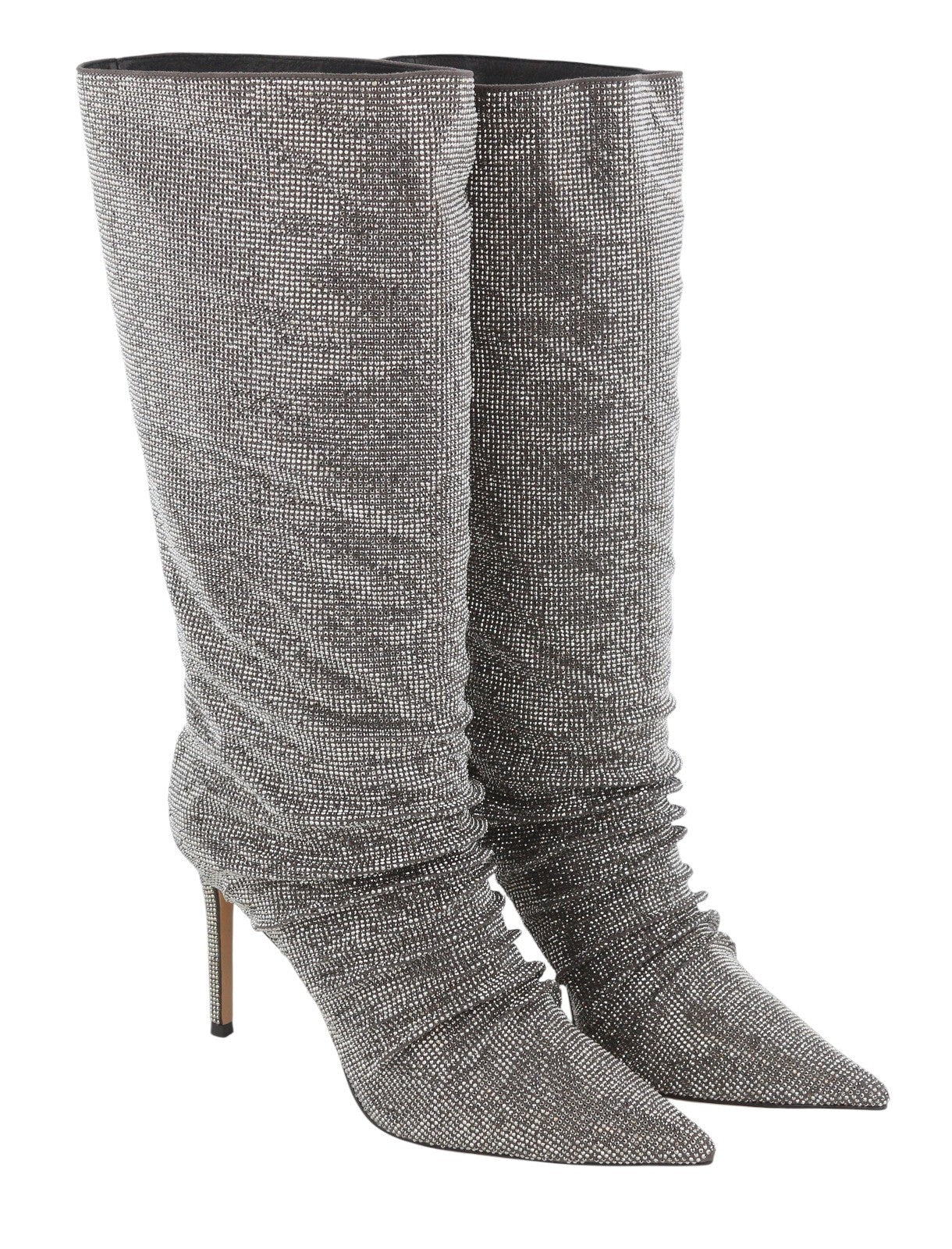 LOLA CRUZ Lievin Women Heel EU40 Grey Leather Glitter Crinkled Effect