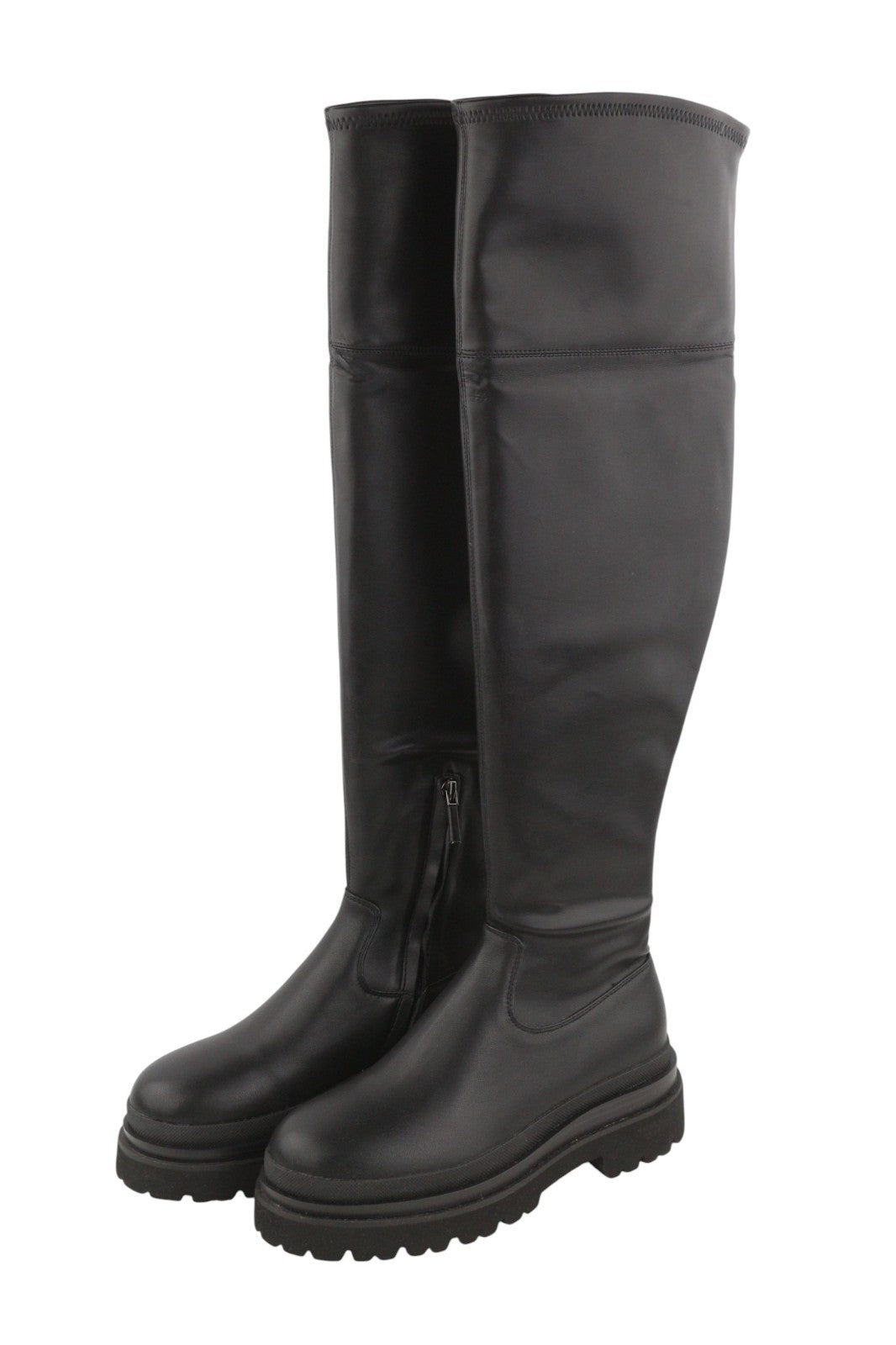 LOLA CRUZ Amalia Women Boots EU37 Black Leather Chunky Sole Zipper