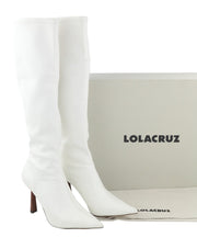 LOLA CRUZ Naf Women Boots EU38 White Eco Leather Pointed Heel RRP285
