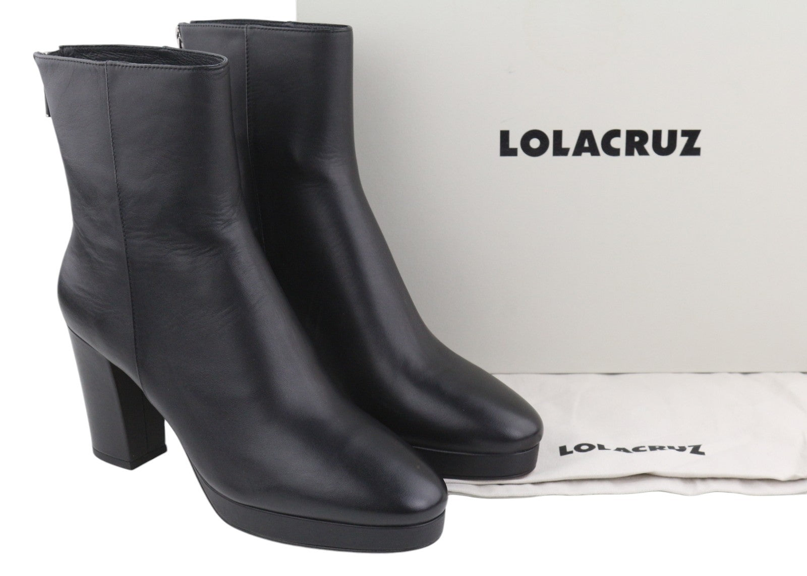 LOLA CRUZ Kaus Women Boots EU41 Black Leather Almond Toe Heeled Zipper
