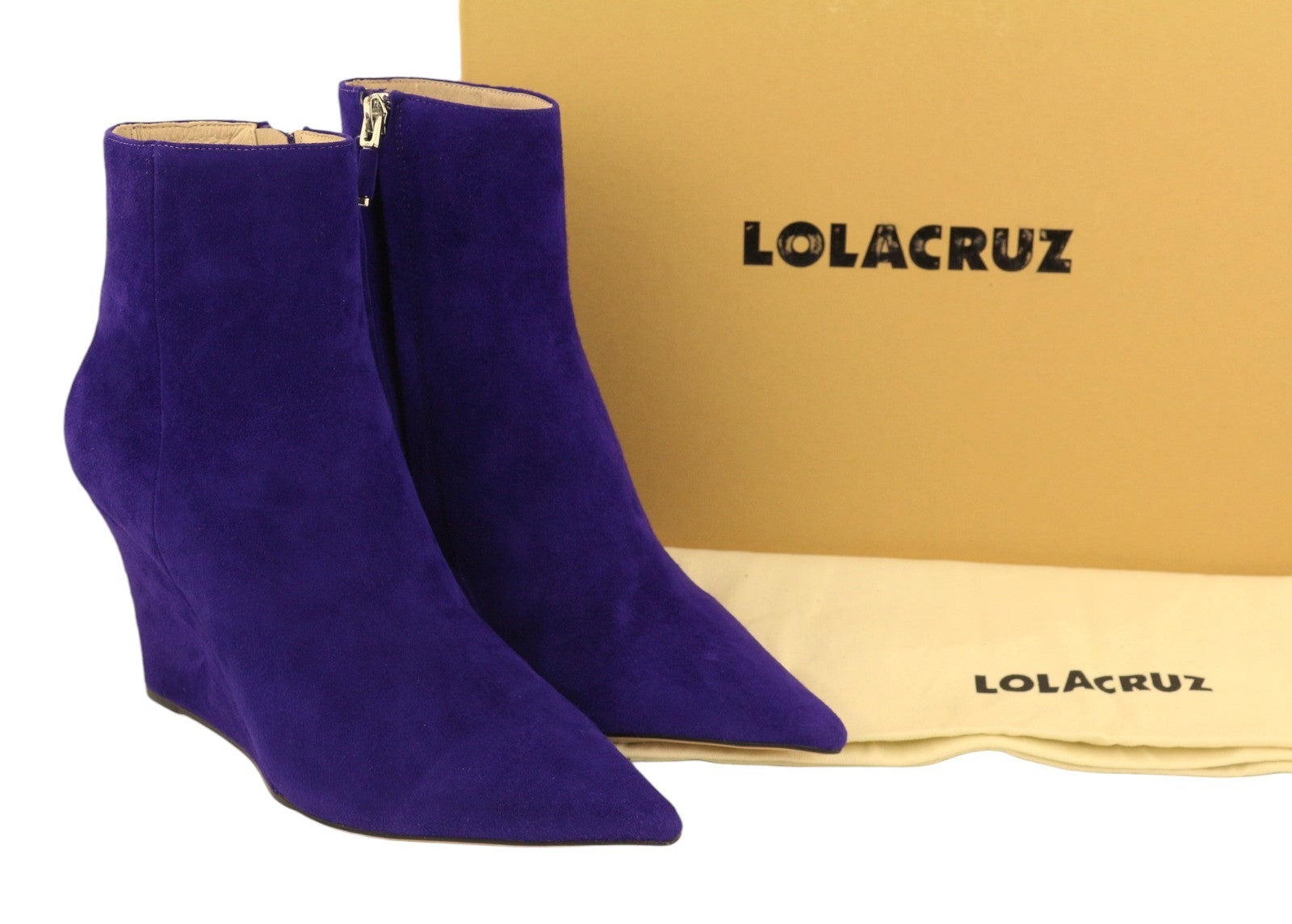 LOLA CRUZ Renes Women Boots EU38 Blue Suede Platform Pointed Heel RRP245