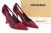 LOLA CRUZ Nowa Women Heel EU36 Red Leather Crystal Pointed Toe RRP235