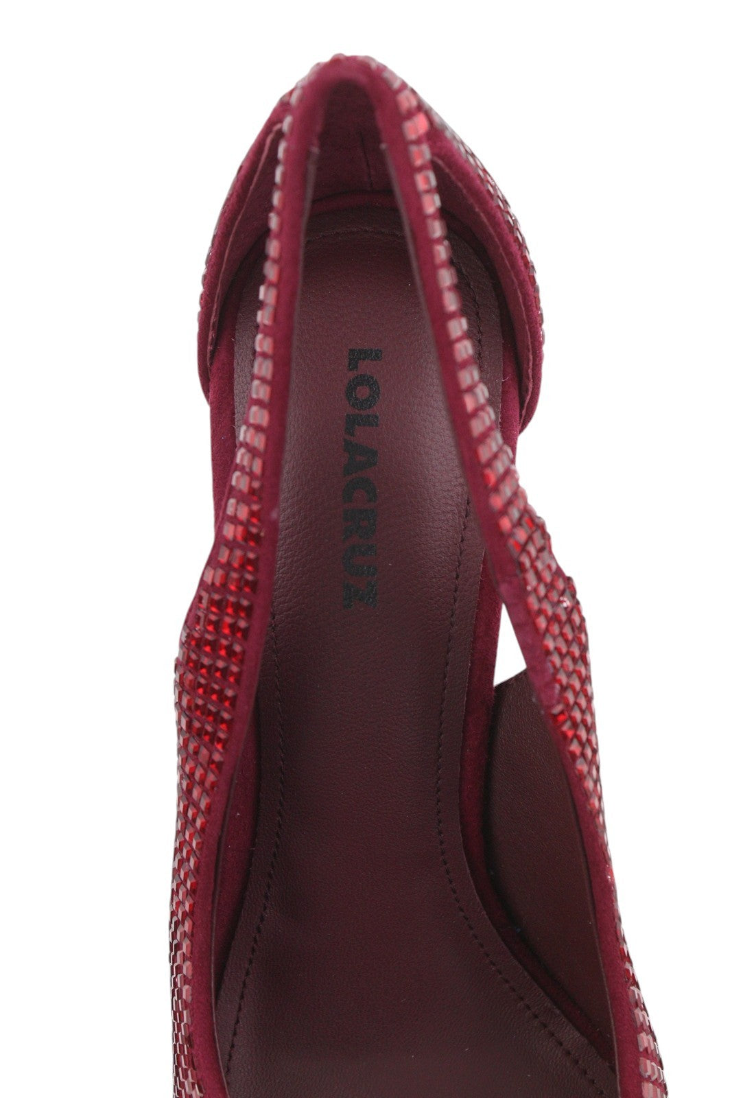 LOLA CRUZ Nowa Women Heel EU36 Red Leather Crystal Pointed Toe RRP235