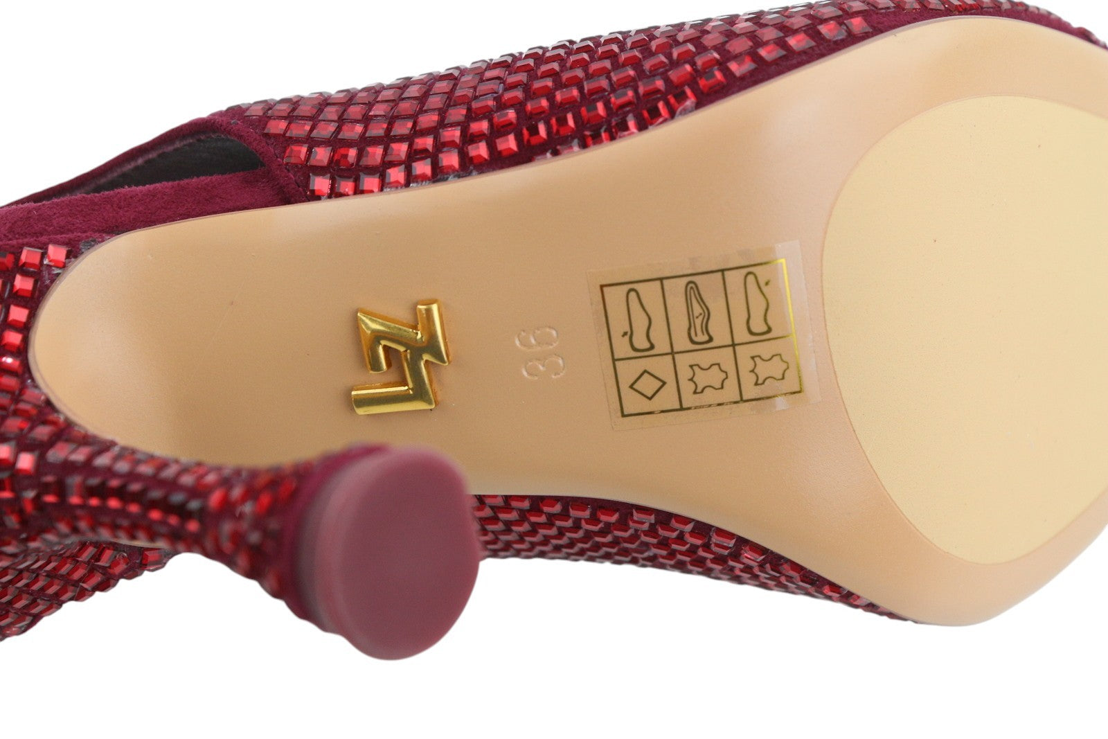 LOLA CRUZ Nowa Women Heel EU36 Red Leather Crystal Pointed Toe RRP235