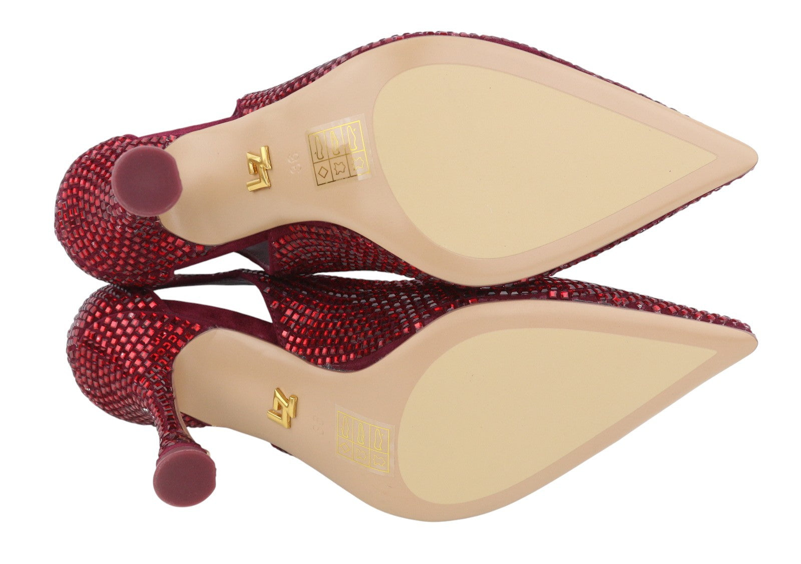 LOLA CRUZ Nowa Women Heel EU36 Red Leather Crystal Pointed Toe RRP235