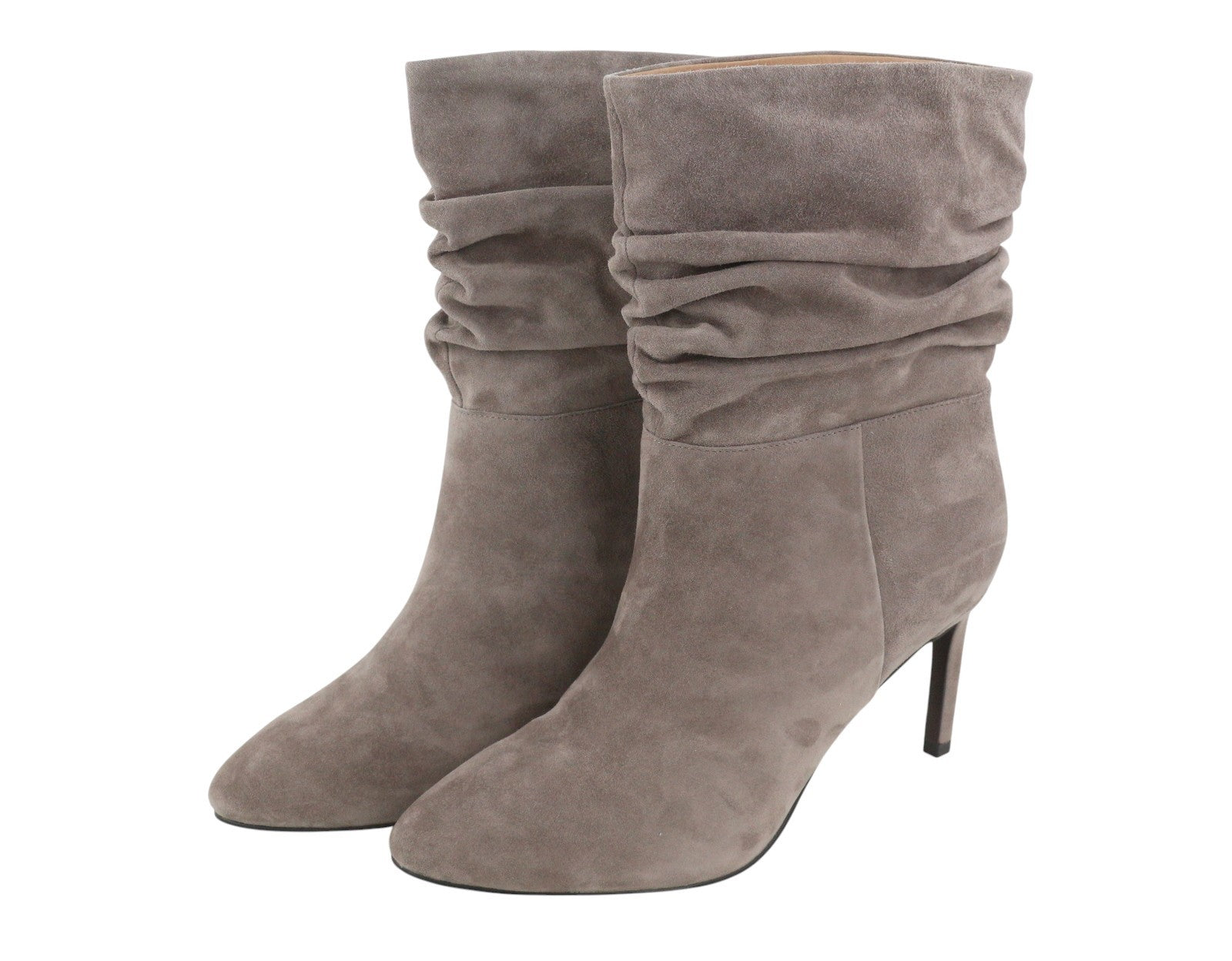 BIBI LOU Women Boots EU40 Grey Suede Leather Crinkled Almond Toe Heels