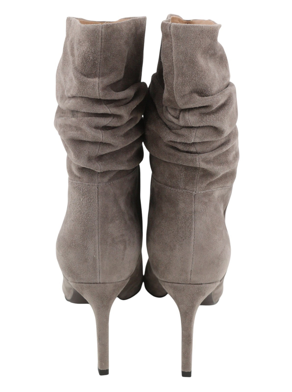 BIBI LOU Women Boots EU40 Grey Suede Leather Crinkled Almond Toe Heels