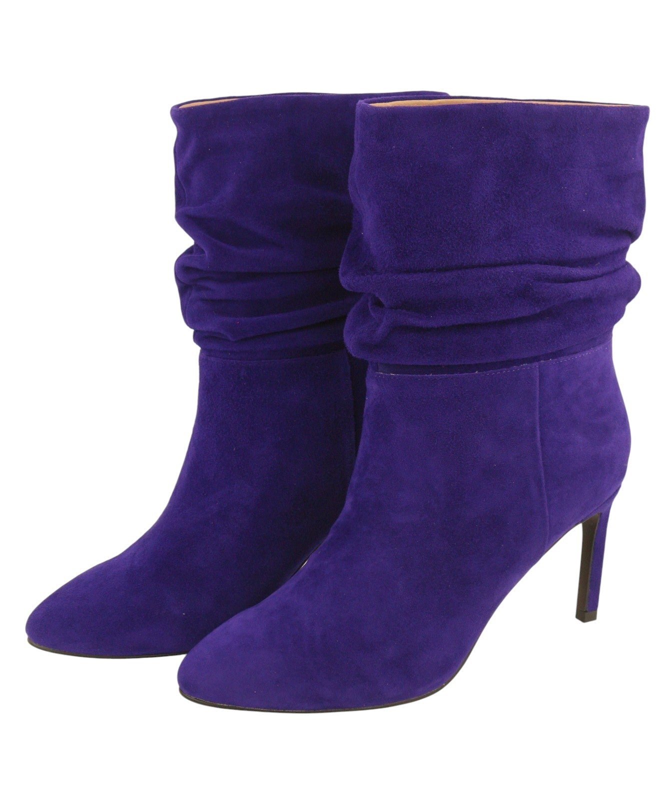 BIBI LOU Women Boots EU38 Blue Suede Leather Crinkled Almond Toe Heels
