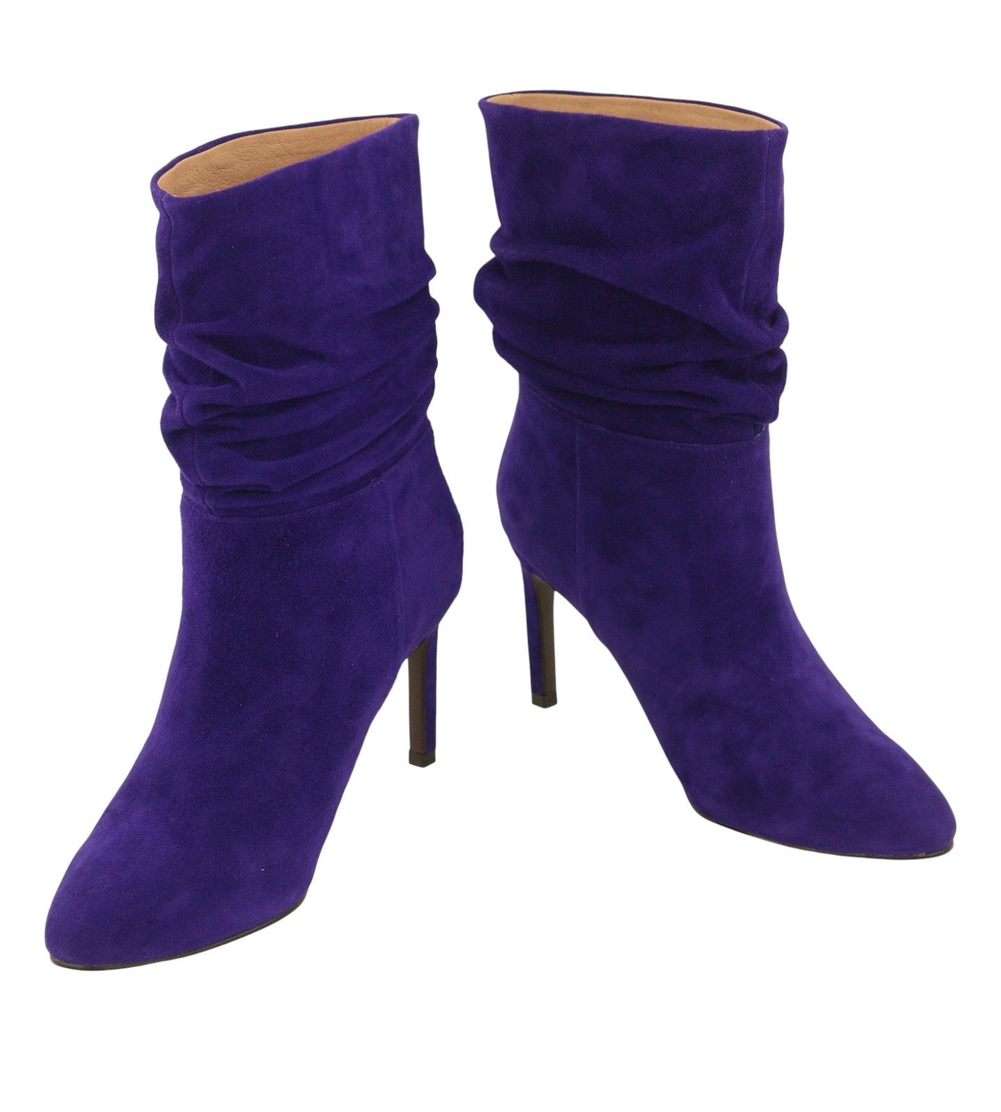 BIBI LOU Women Boots EU38 Blue Suede Leather Crinkled Almond Toe Heels