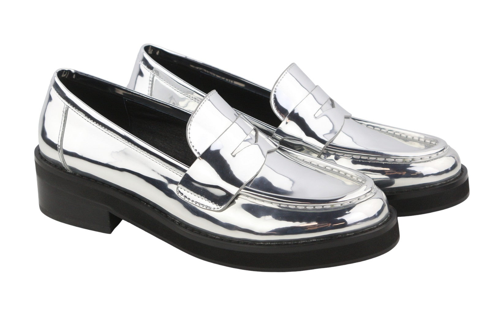 BIBI LOU Jaya Women Flats EU39 Silver Leather Chunky Slip On RRP199