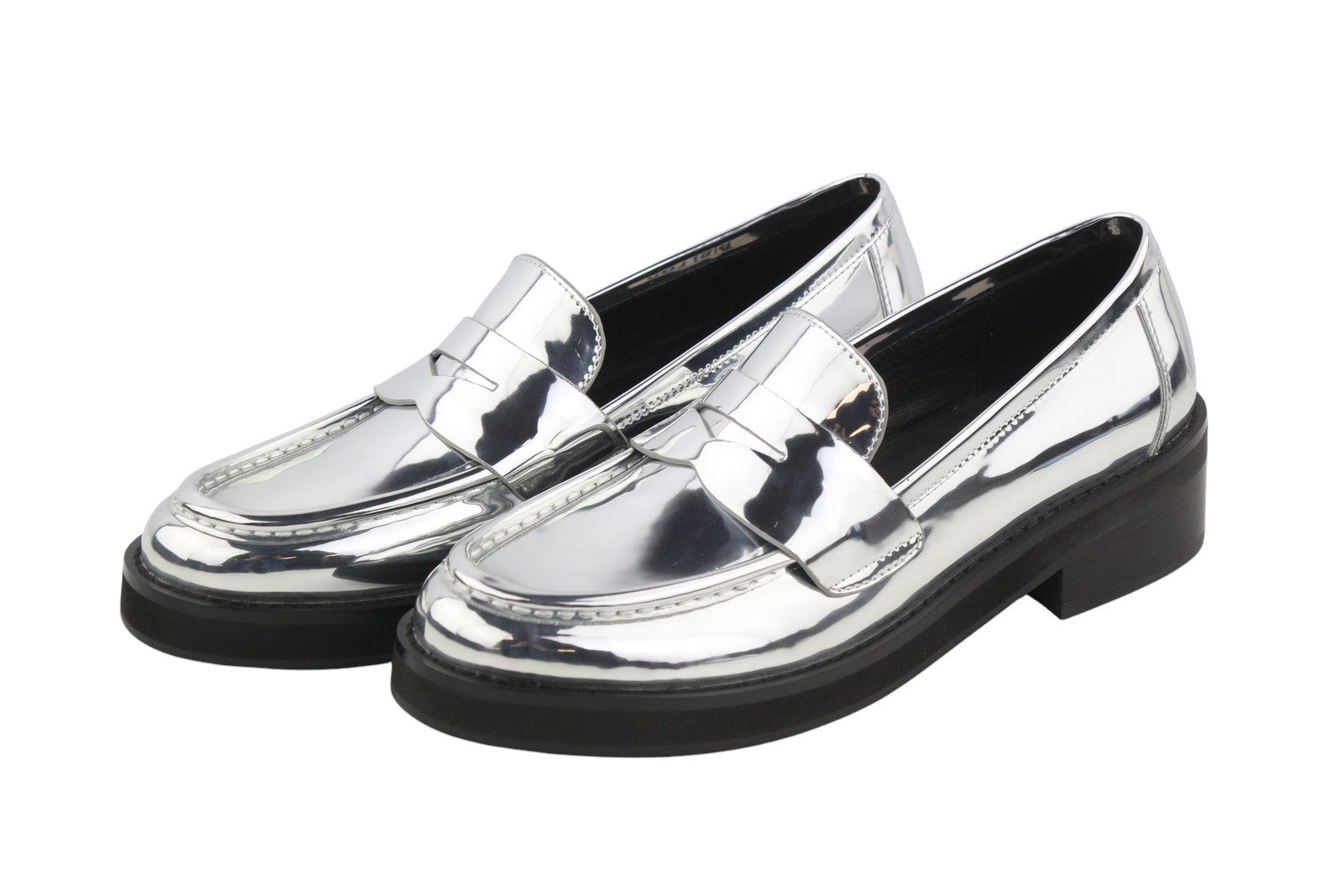 BIBI LOU Jaya Women Flats EU39 Silver Leather Chunky Slip On RRP199