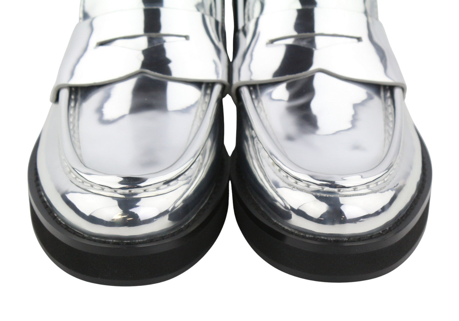 BIBI LOU Jaya Women Flats EU39 Silver Leather Chunky Slip On RRP199