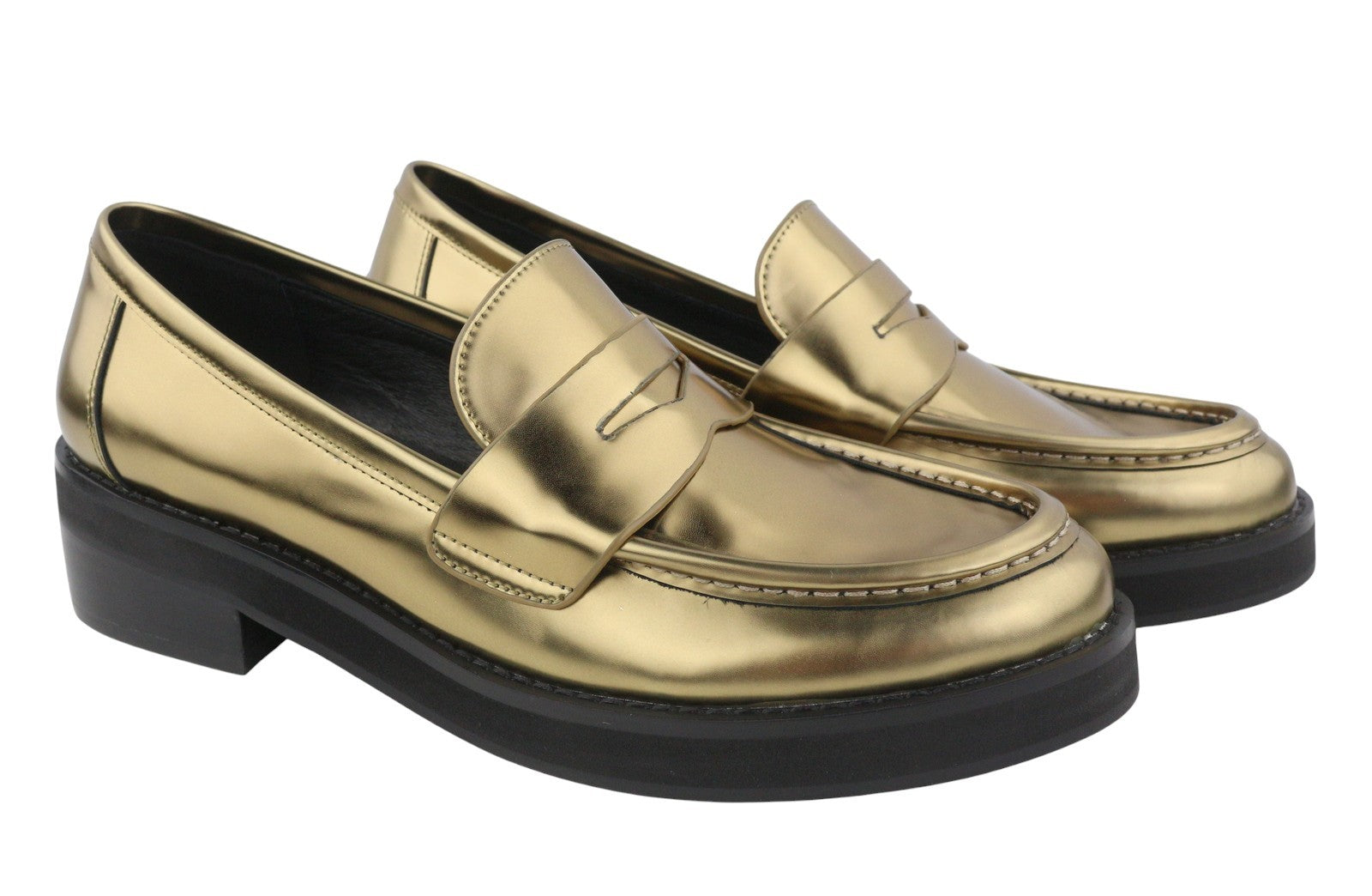 BIBI LOU Jaya Women Flats EU40 Gold Leather Chunky Slip On RRP199