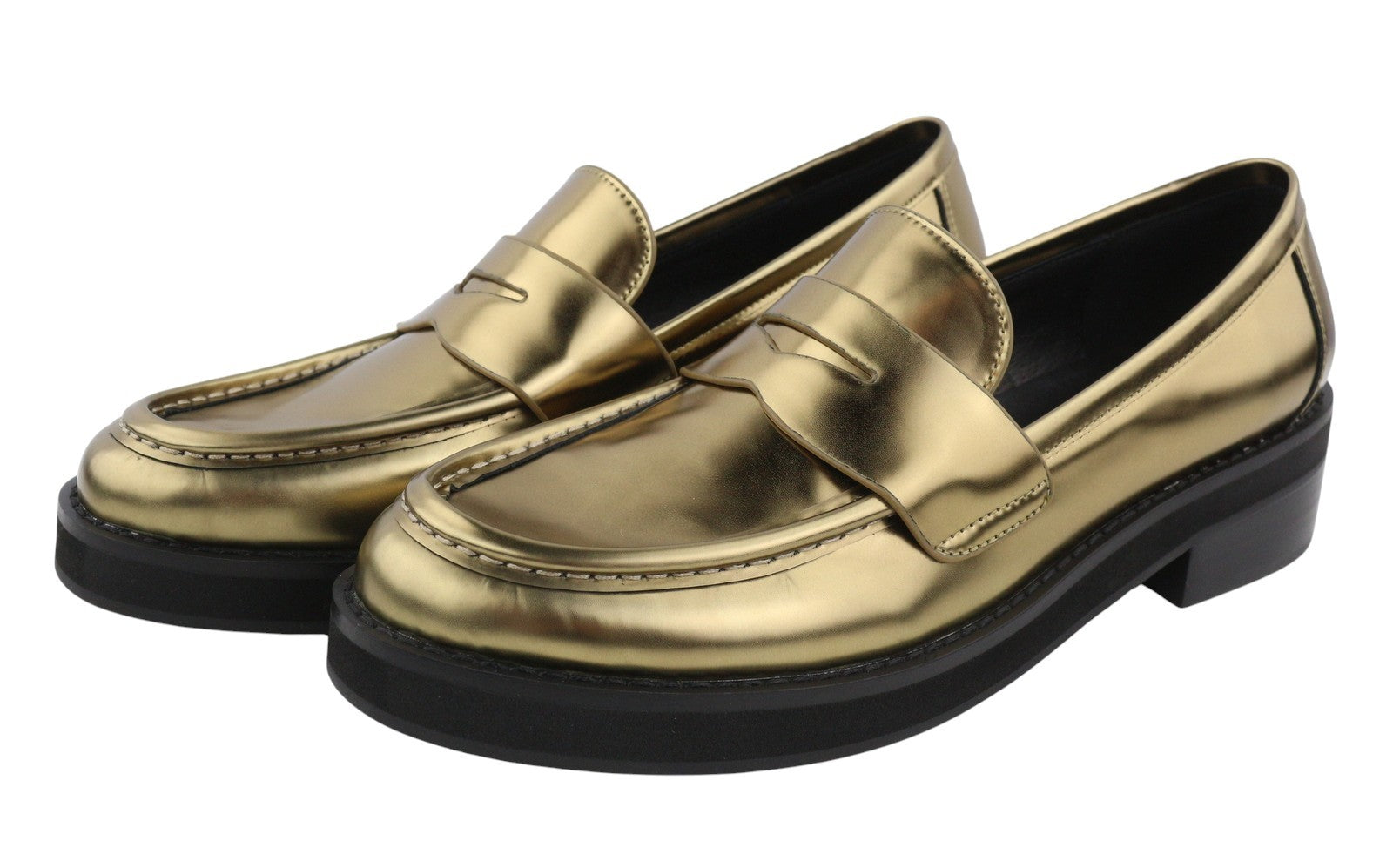 BIBI LOU Jaya Women Flats EU40 Gold Leather Chunky Slip On RRP199