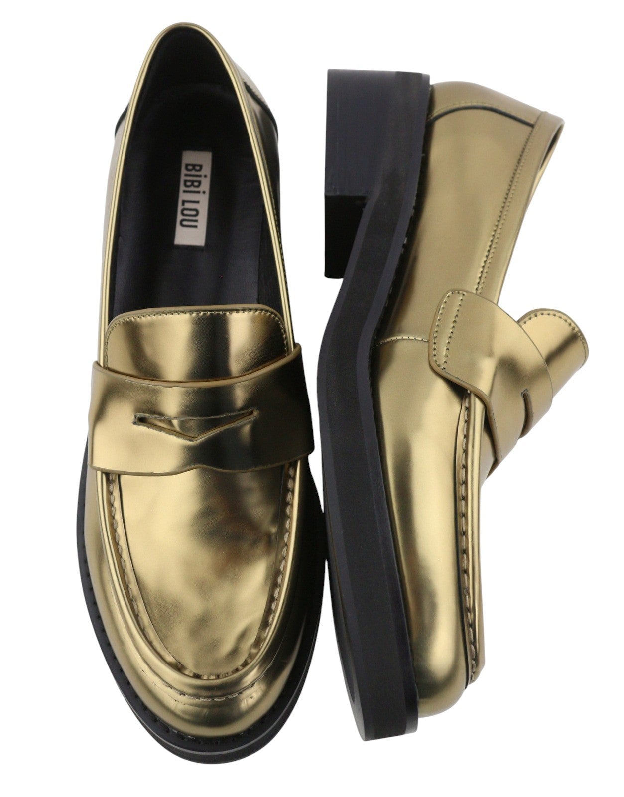BIBI LOU Jaya Women Flats EU40 Gold Leather Chunky Slip On RRP199