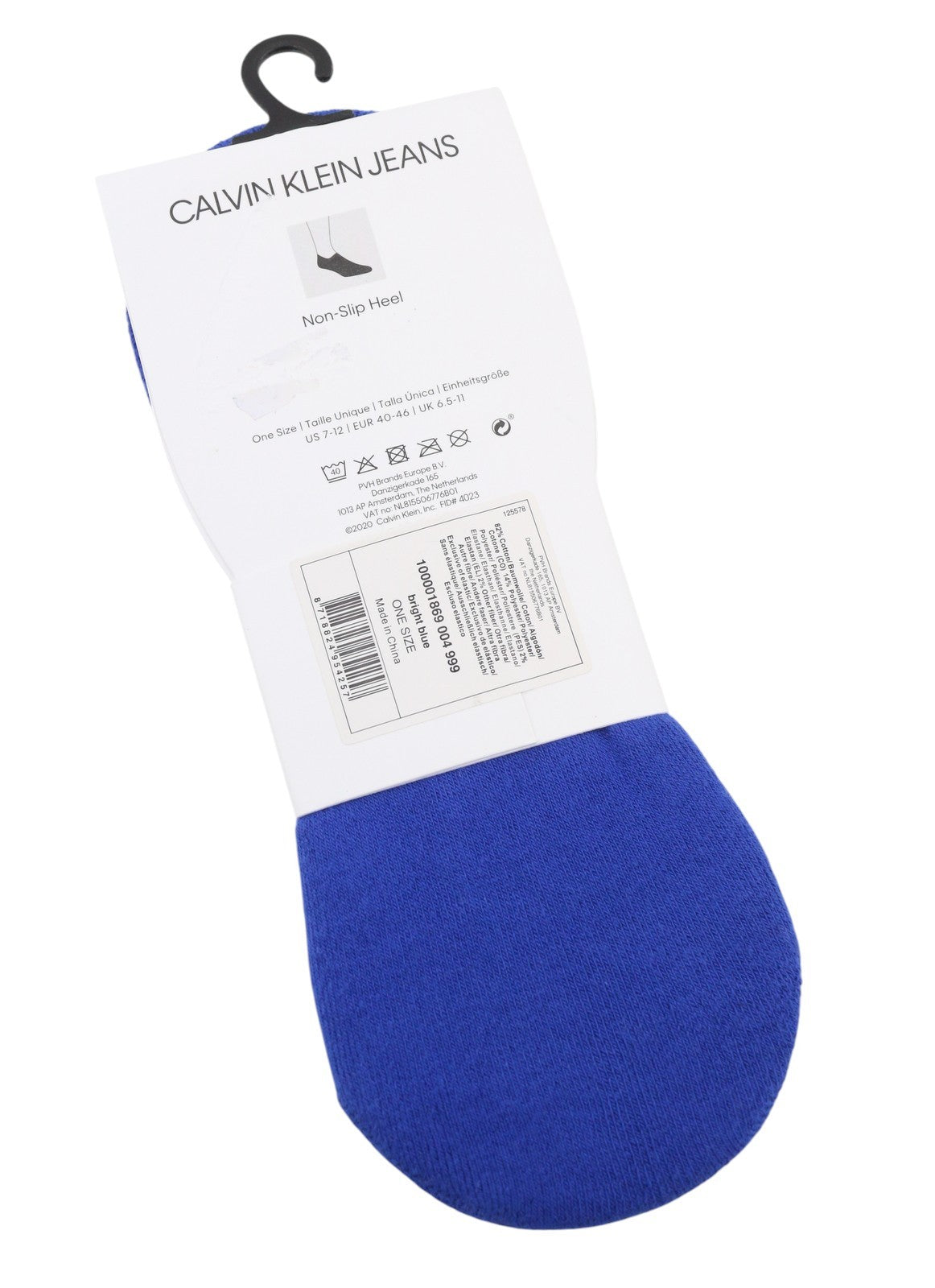 CALVIN KLEIN Sneaker Liner Men Socks EU40/46 Bright Blue Non-Slip Heel Knit