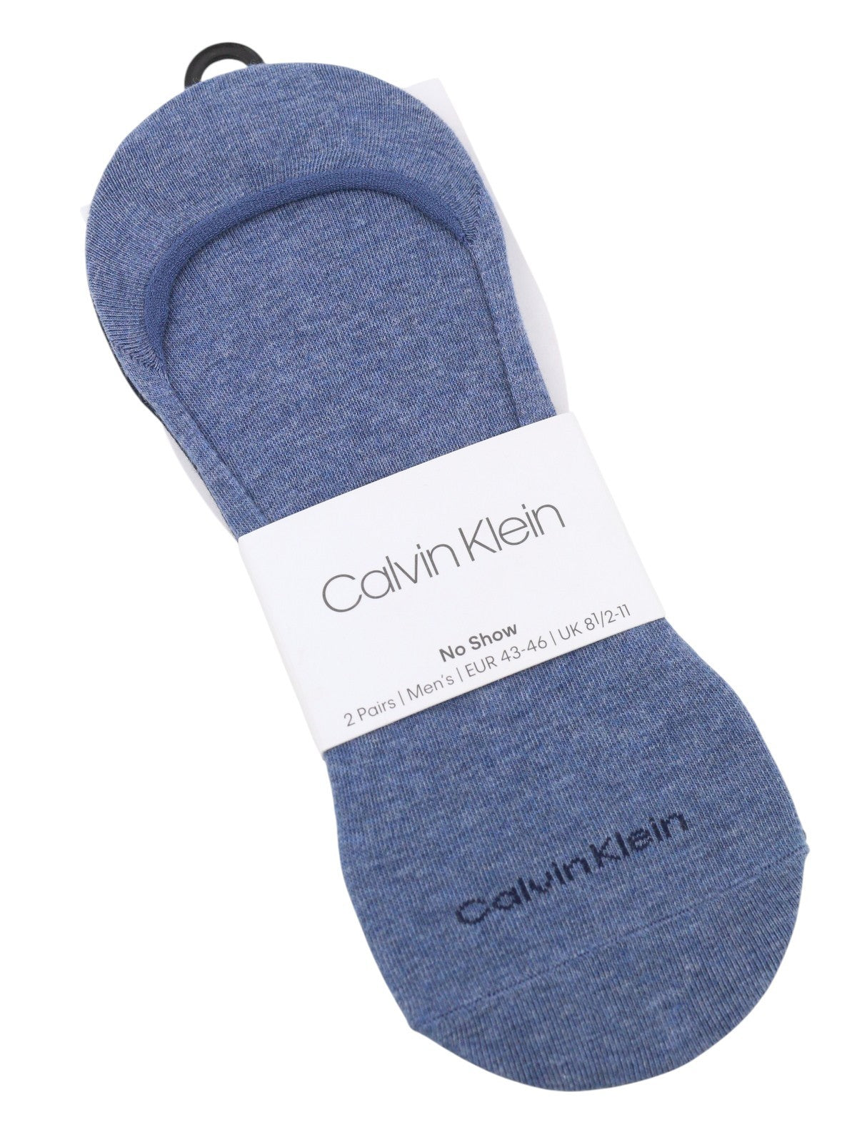 CALVIN KLEIN No Show Men Socks EU43/46 Blue Non-Slip Heel Twin Pack Unisex