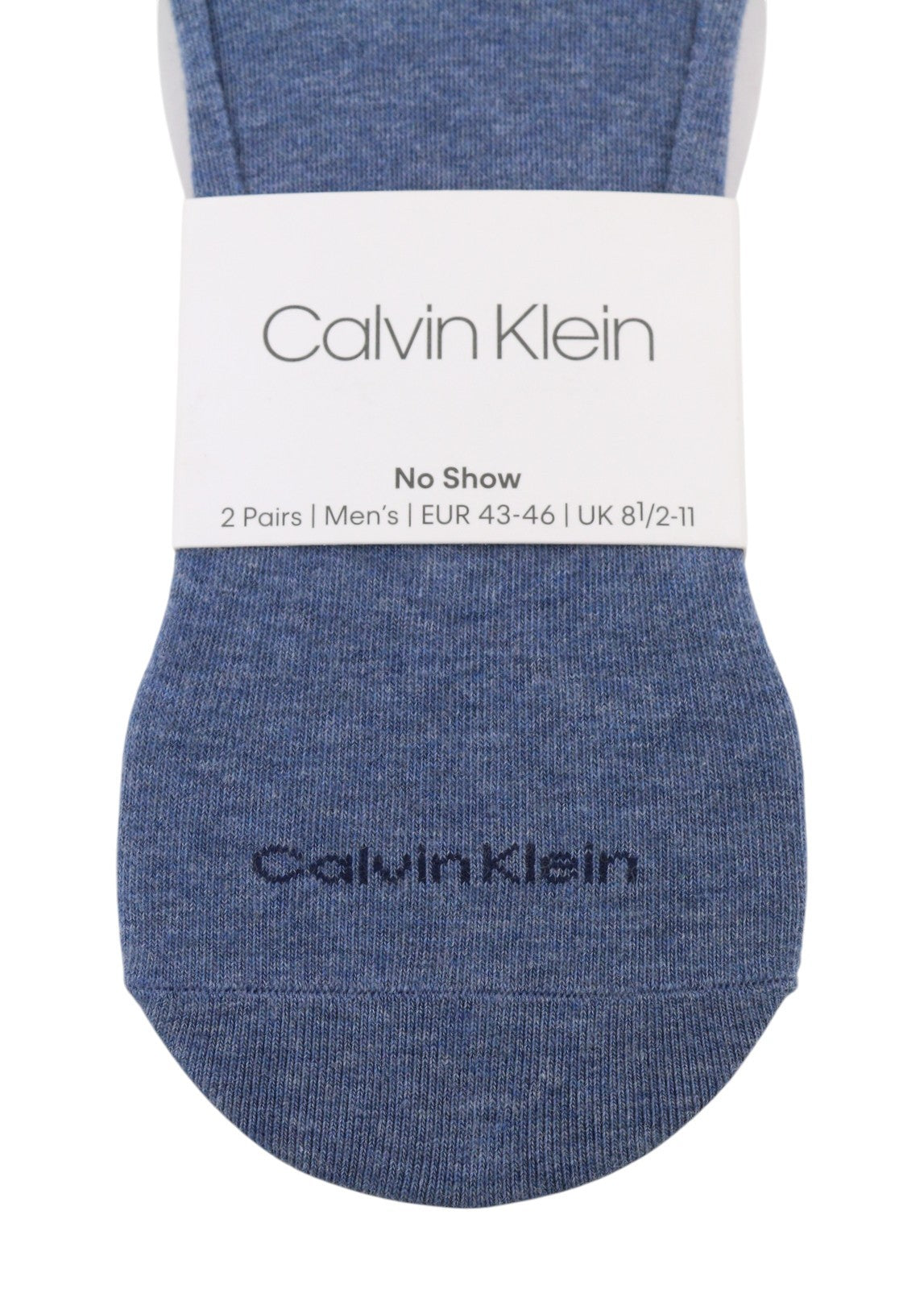 CALVIN KLEIN No Show Men Socks EU43/46 Blue Non-Slip Heel Twin Pack Unisex