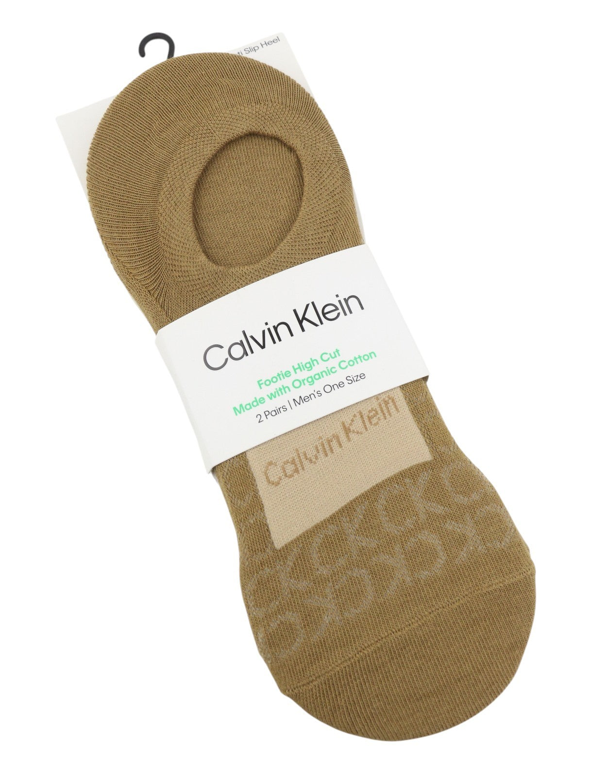 CALVIN KLEIN Footie High Cut Men Socks OS Caramel Brown Organic Cotton 2 Pack