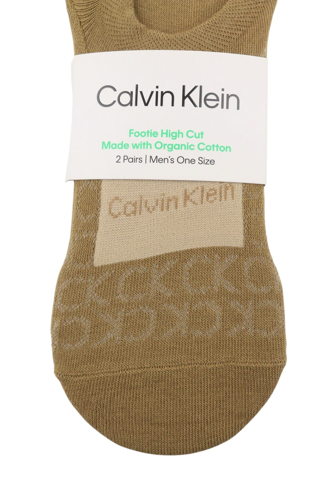 CALVIN KLEIN Footie High Cut Men Socks OS Caramel Brown Organic Cotton 2 Pack