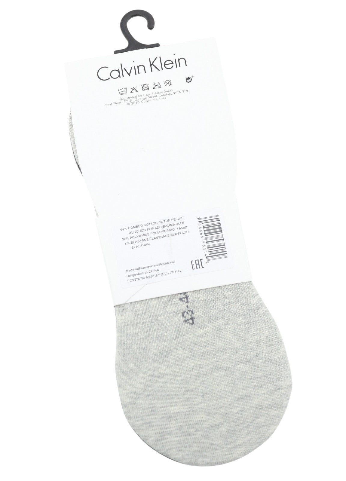 CALVIN KLEIN No Show Liner Men Socks EU43/46 Grey Melange Knit Twin Pack