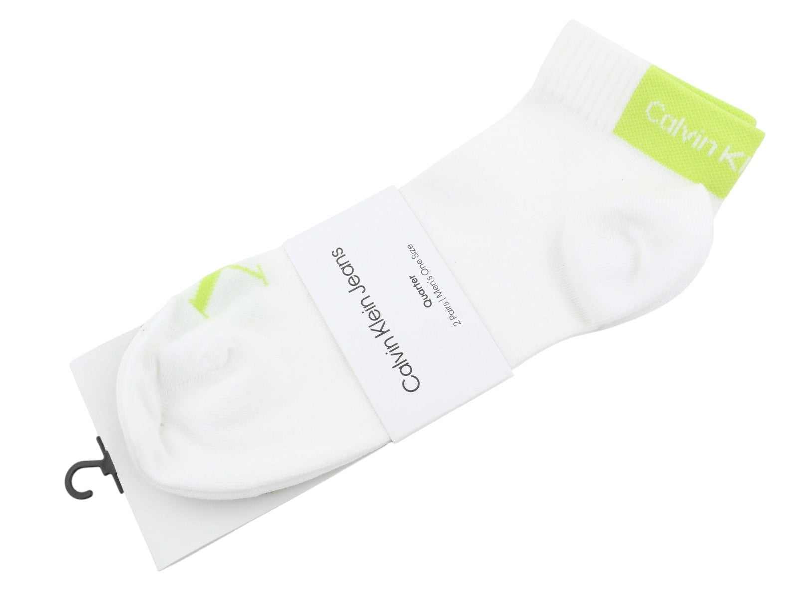 CALVIN KLEIN Quarter Men Socks OS Lime Green Knit 2 Pack Unisex