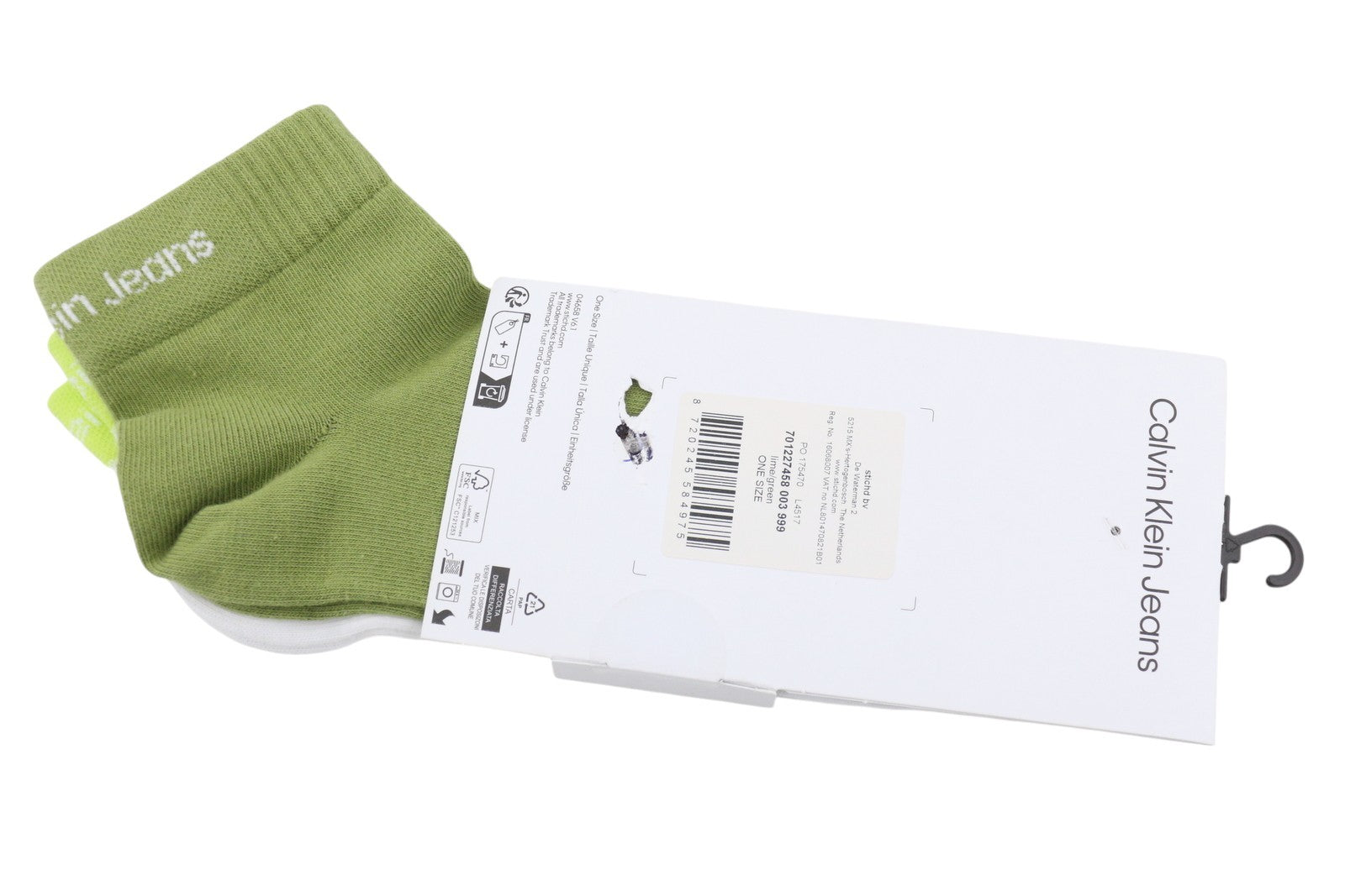 CALVIN KLEIN Quarter Men Socks OS Lime Green Knit 2 Pack Unisex