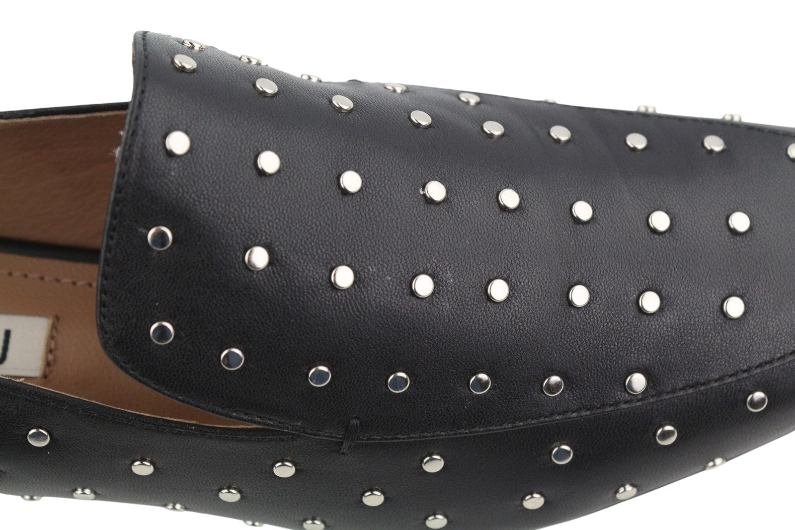 BIBI LOU Lilian Women Flats EU37 Black Leather Studded Square Toe RRP179