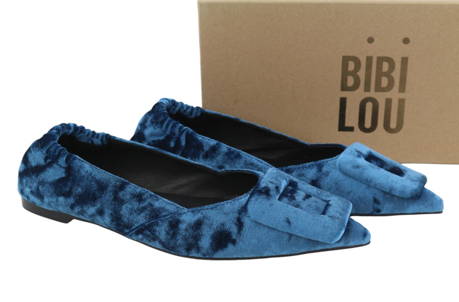 BIBI LOU Bochum Women Flats EU38 Blue Velvet Pointed Ballerina RRP179