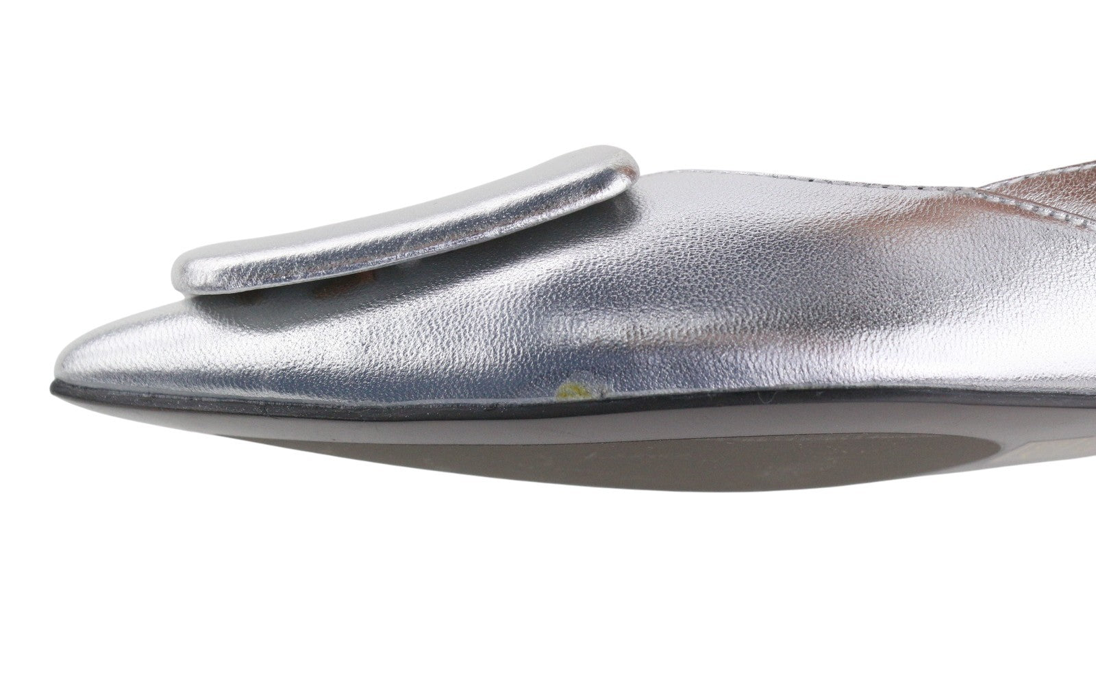 BIBI LOU Bochum Women Flats EU37 Silver Leather Shiny Pointed Ballerina RRP179