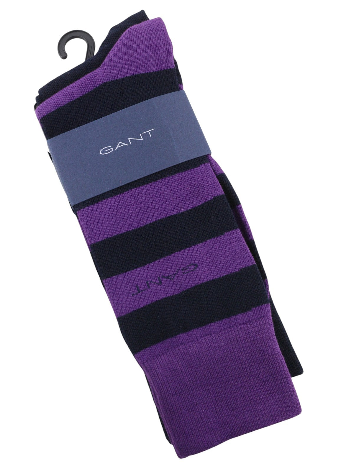 GANT Barstripe Solid 2 Pack Men Socks OS Imperial Purple Knit Stretch