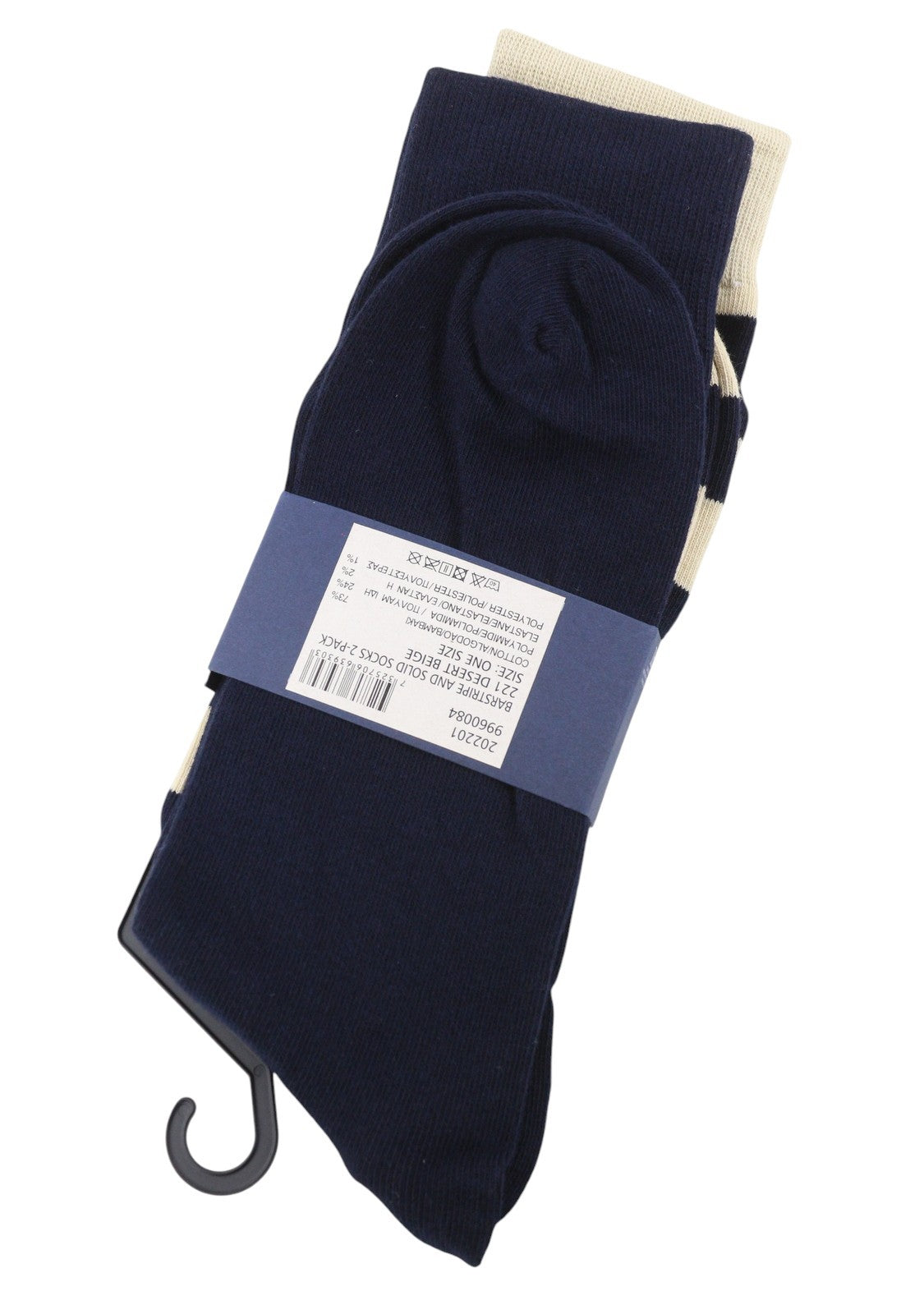 GANT Barstripe Solid 2 Pack Men Socks OS Desert Beige Cotton Knit Unisex