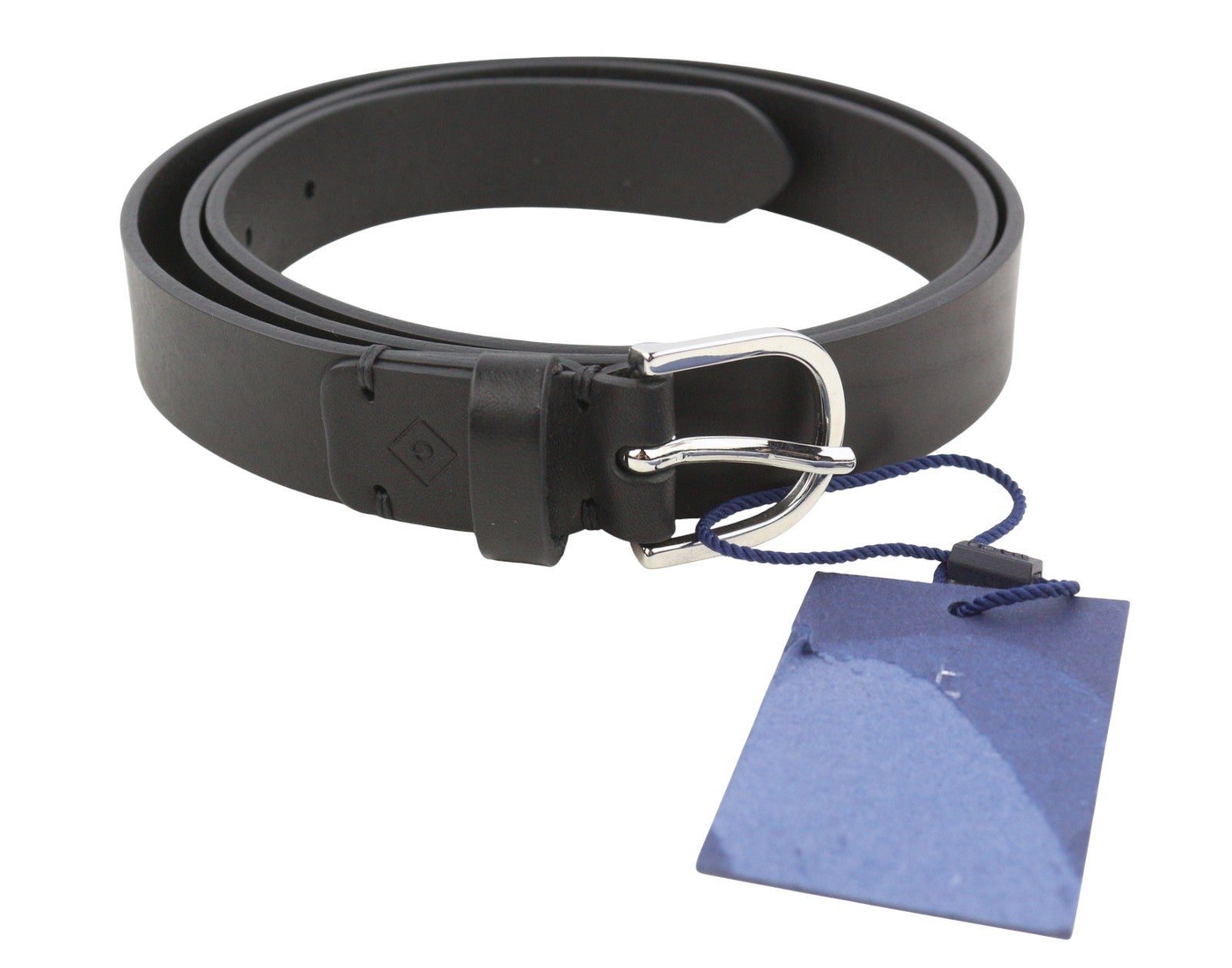 GANT Women Belt 95 CM Black Leather Silver Buckle Logo Casual