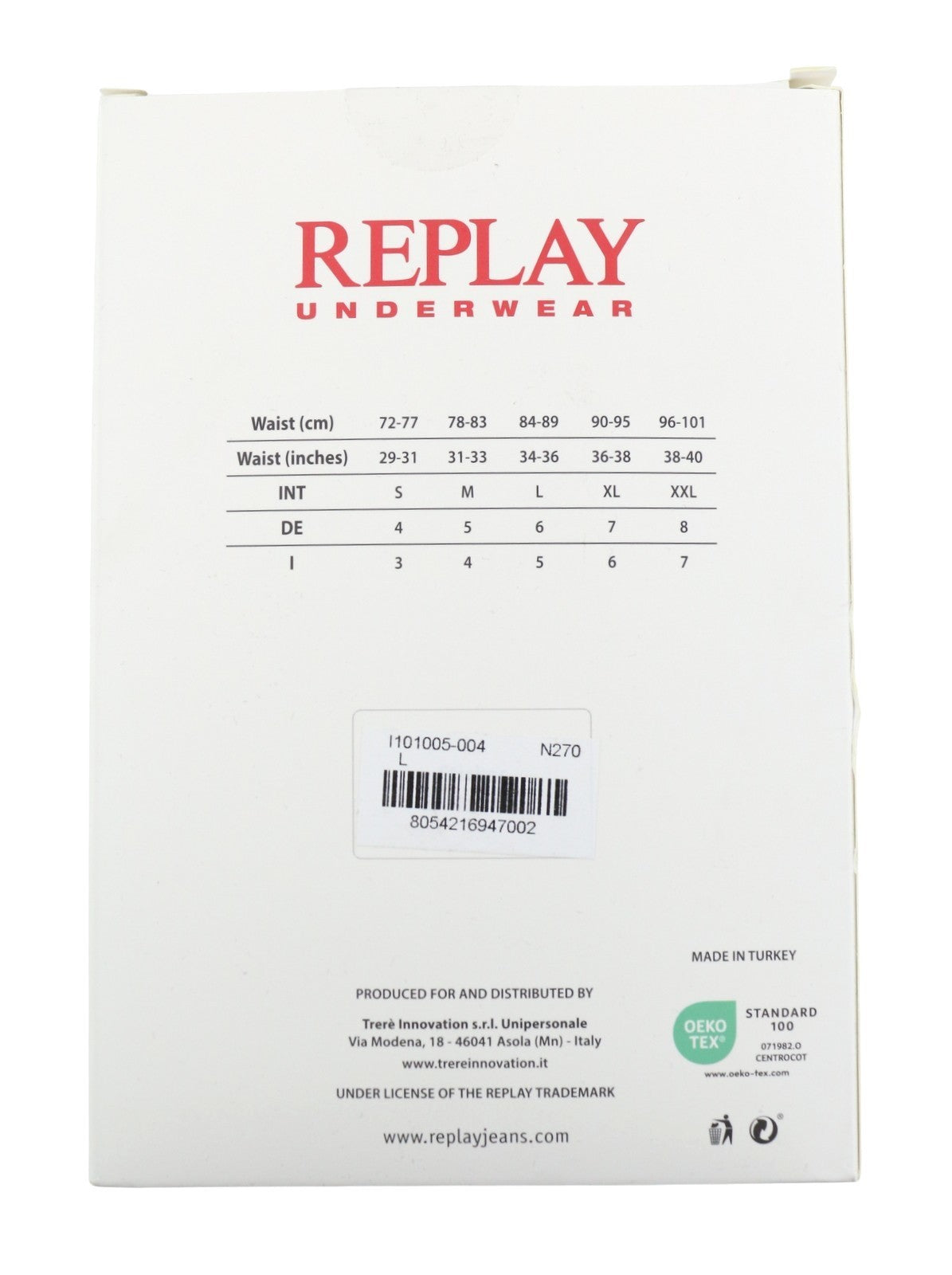 REPLAY Men Underwear L Black Waist Logo Cotton Stretch Trunks 2 Pack