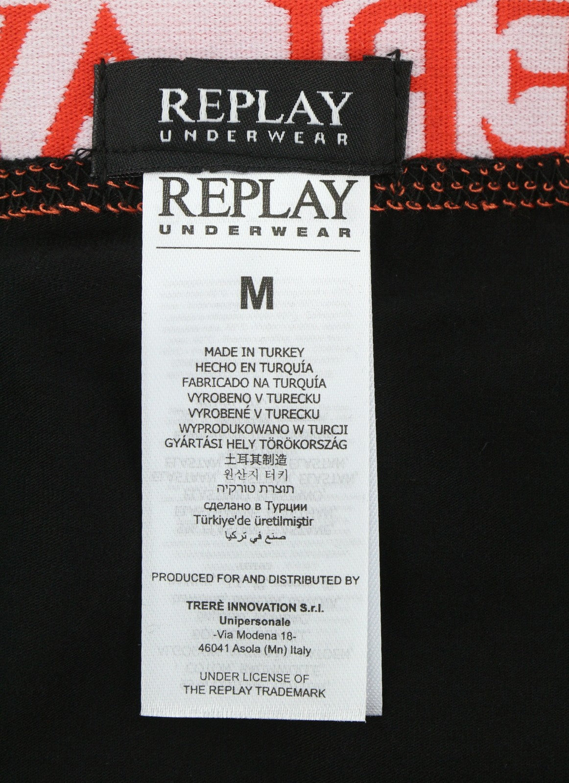 REPLAY Men Underwear M Black Waist Logo Cotton Stretch Trunks 2 Pack