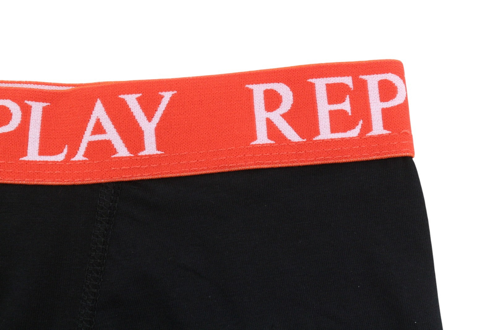 REPLAY Men Underwear XL Black Waist Logo Cotton Stretch Trunks 2 Pack